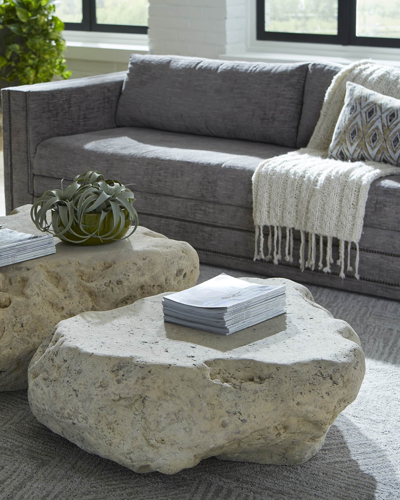The Phillips Collection Boulder Roman Stone Coffee Table, Small