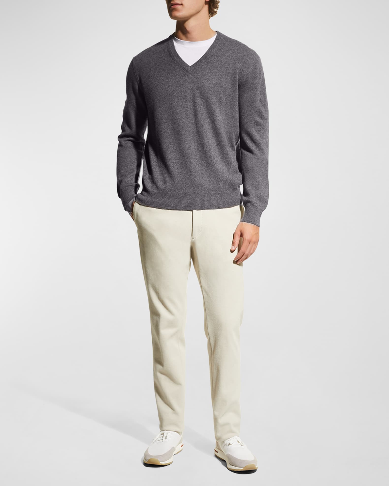 Men's Wool-Cashmere Knit V-Neck Sweater 1