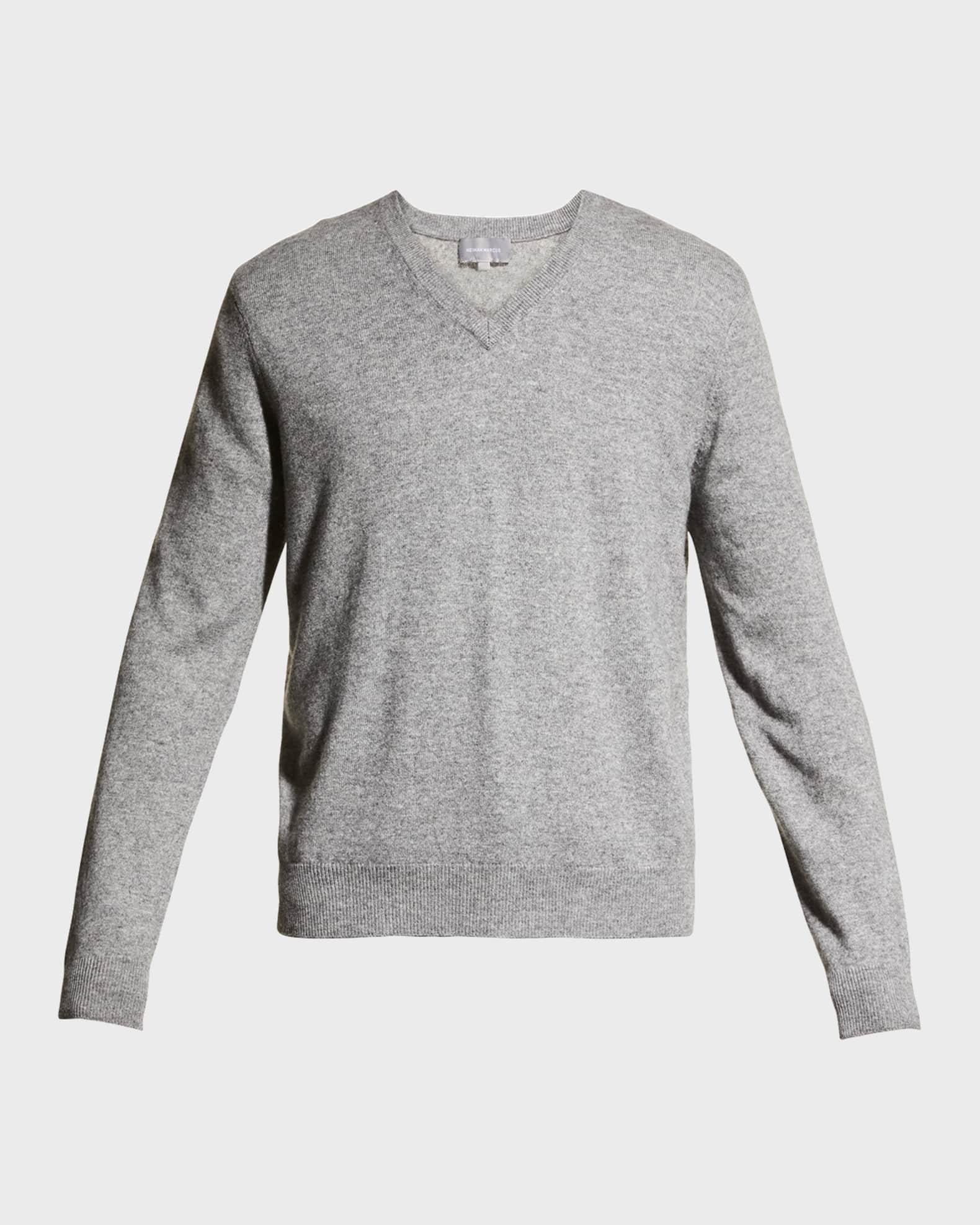 Neiman Marcus Men s Wool Cashmere Knit V Neck Sweater Neiman Marcus