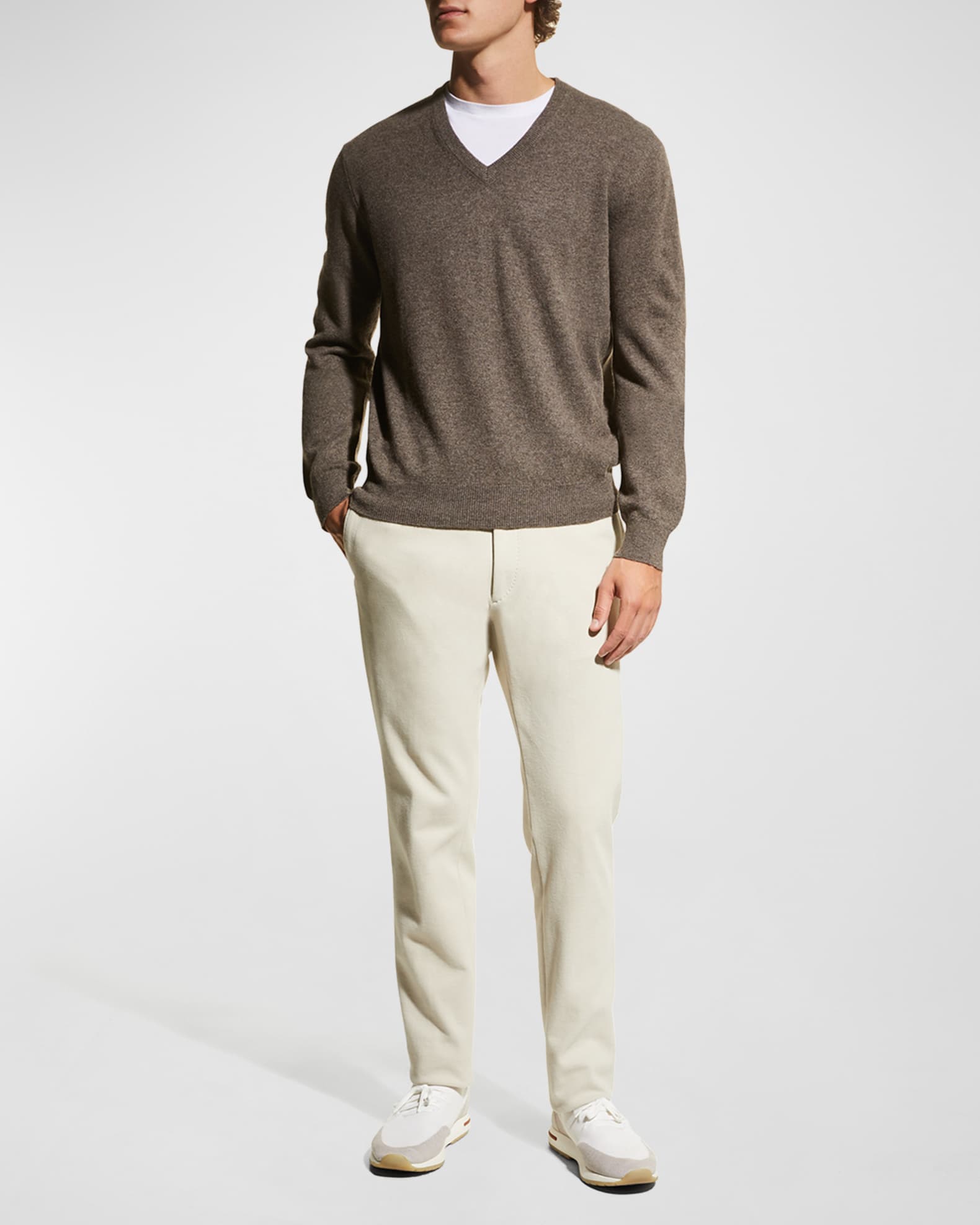 Neiman Marcus Men's Wool-Cashmere Knit V-Neck Sweater | Neiman Marcus
