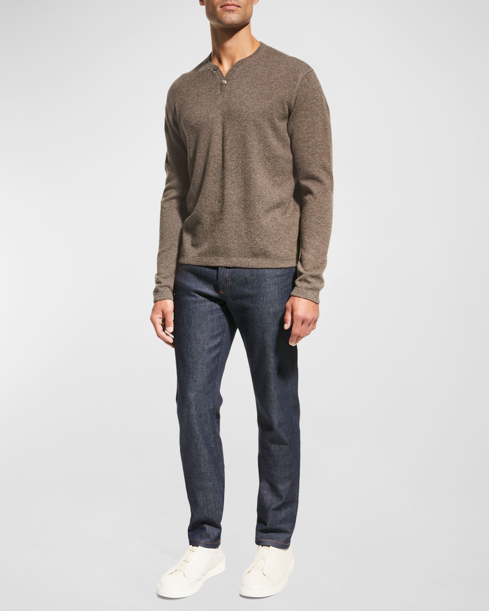Neiman Marcus Men's WoolCashmere Henley Sweater Neiman Marcus