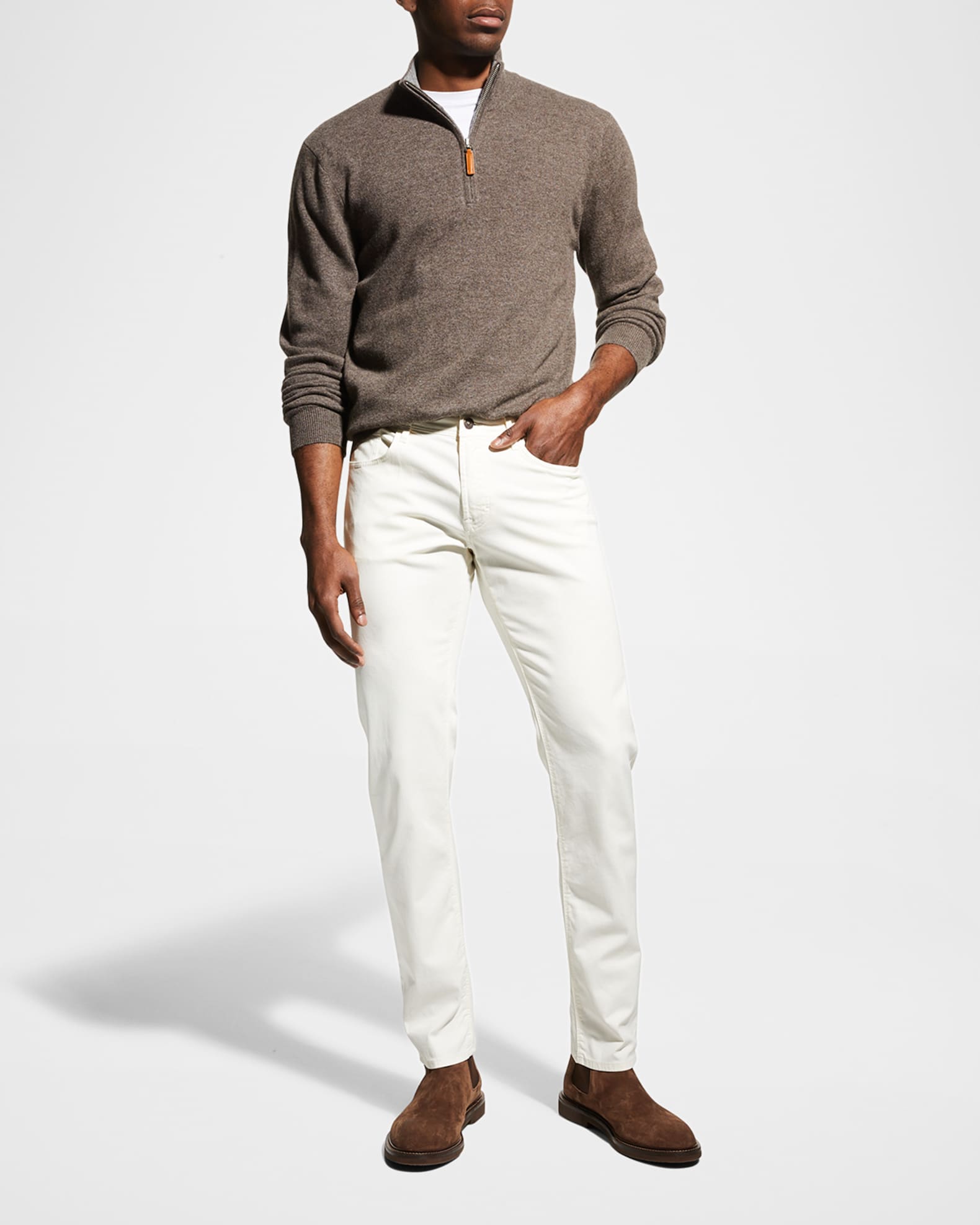 Neiman Marcus Men s Wool Cashmere 1 4 Zip Sweater Neiman Marcus