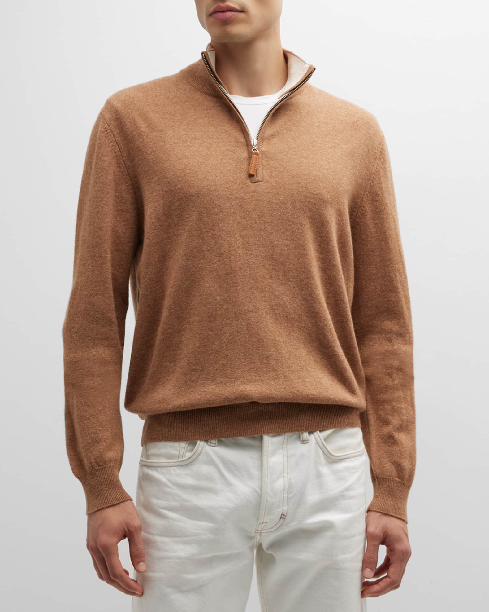 Men s Wool Cashmere 1 4 Zip Sweater