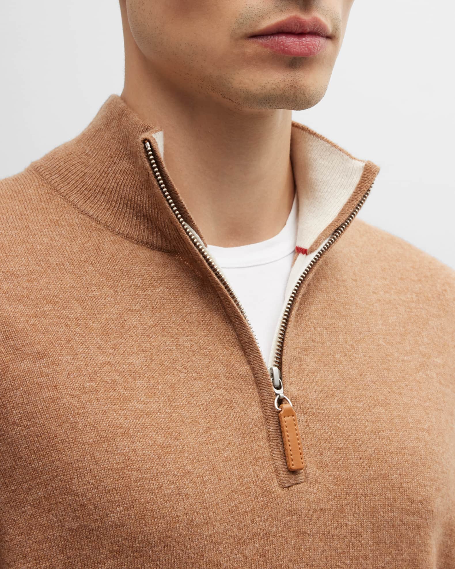 Neiman Marcus Men's Wool-Cashmere 1/4-Zip Sweater | Neiman