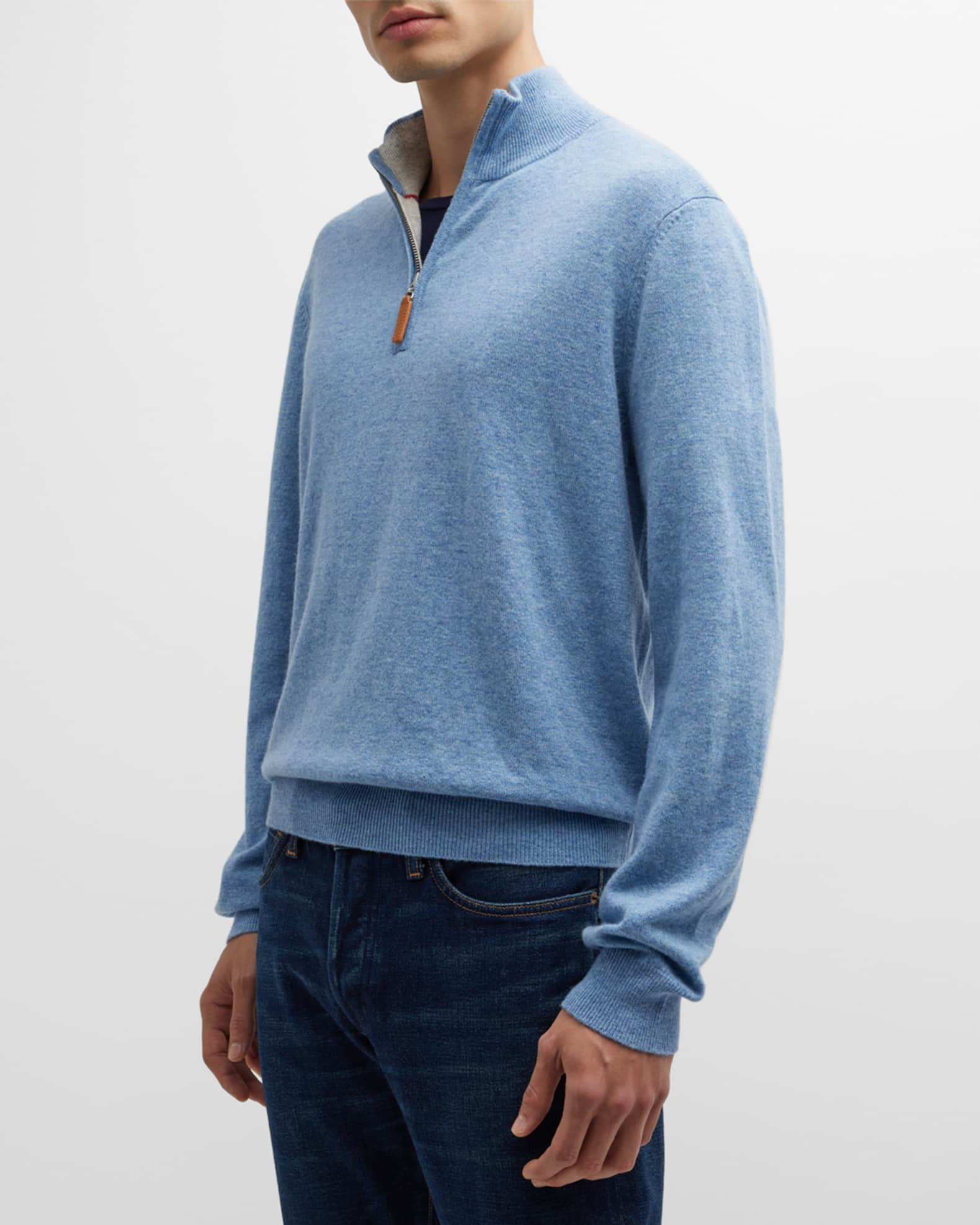 Neiman Marcus Men's Wool-Cashmere 1/4-Zip Sweater | Neiman Marcus