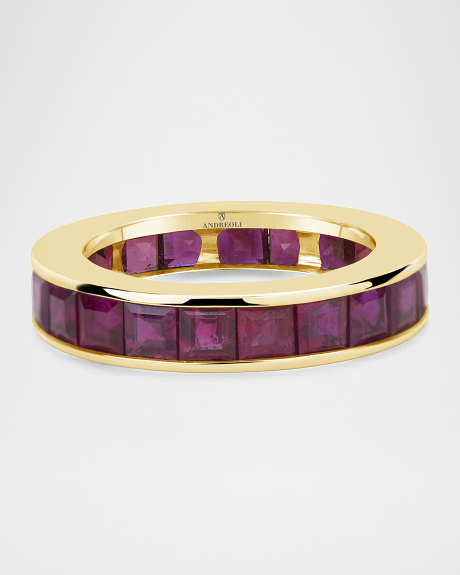 18K Yellow Gold Red Sapphire Eternity Band, Size 5 0