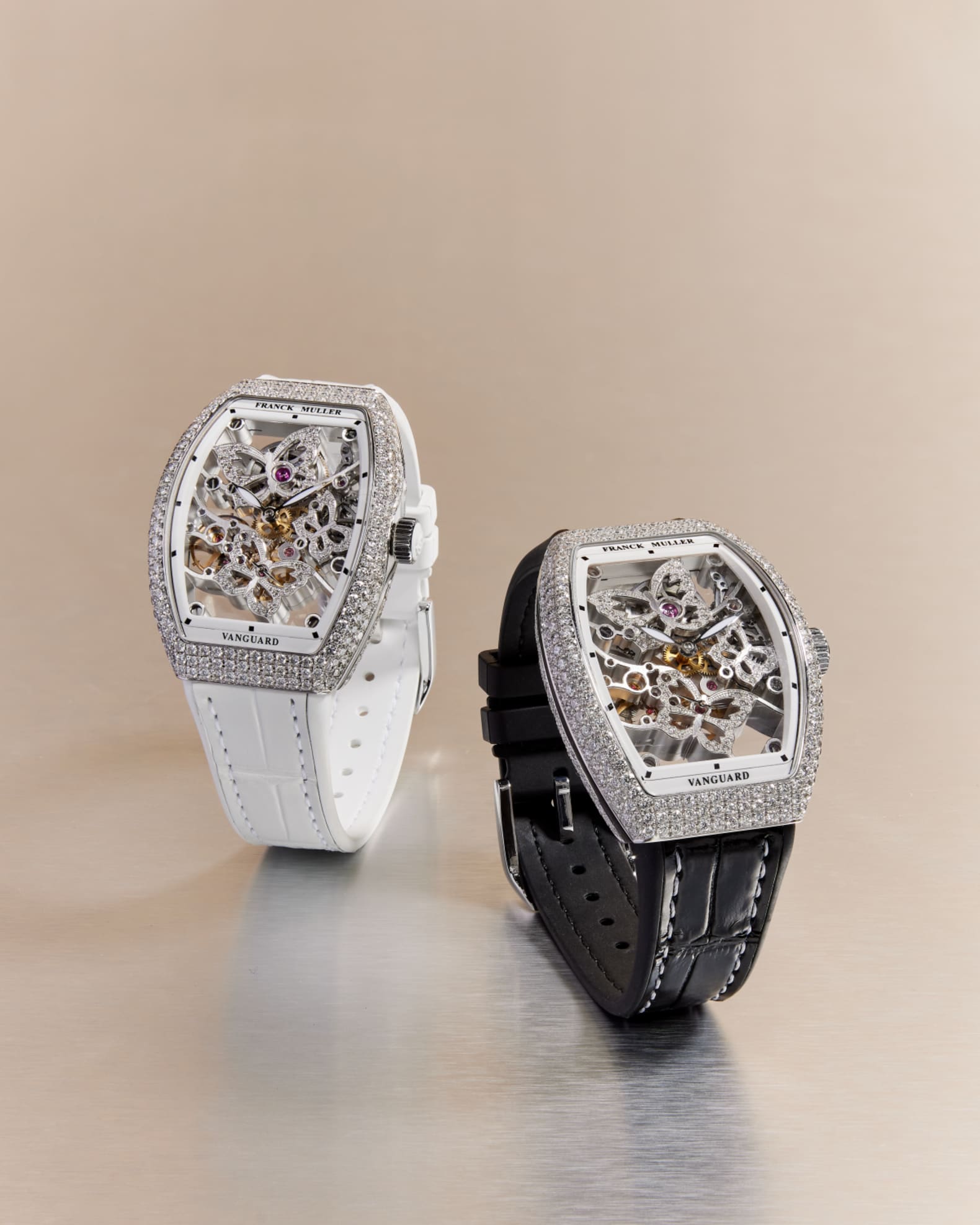 Butterfly Diamond Skeleton Stainless Steel Watch Black Strap 1