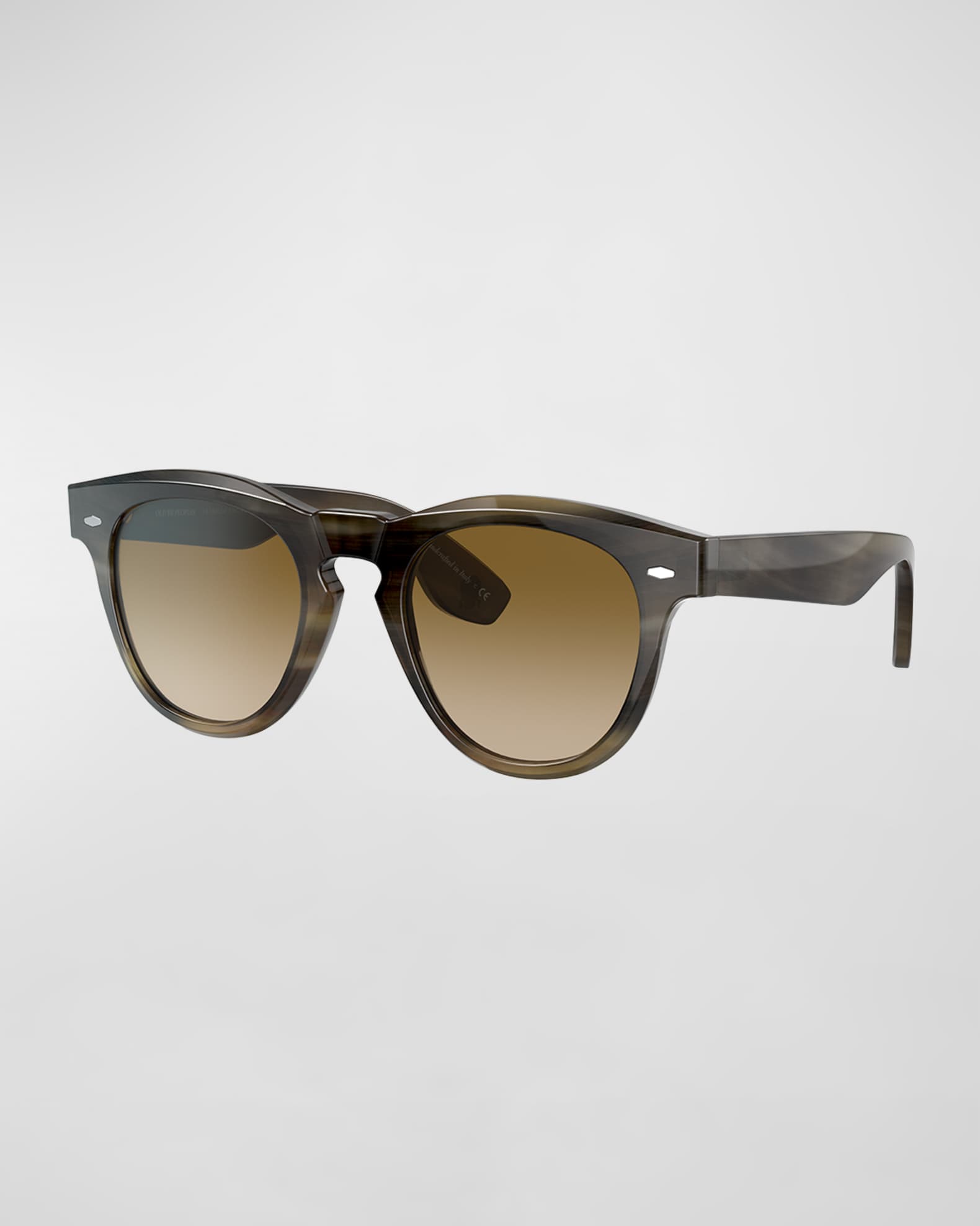 Brunello Cucinelli & Oliver Peoples Nino Horn Round Acetate Sunglasses |  Neiman Marcus