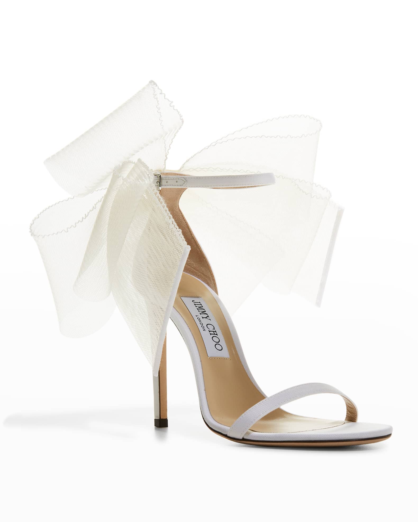 Jimmy Choo Aveline Tulle Bow Ankle-Strap Sandals | Neiman Marcus