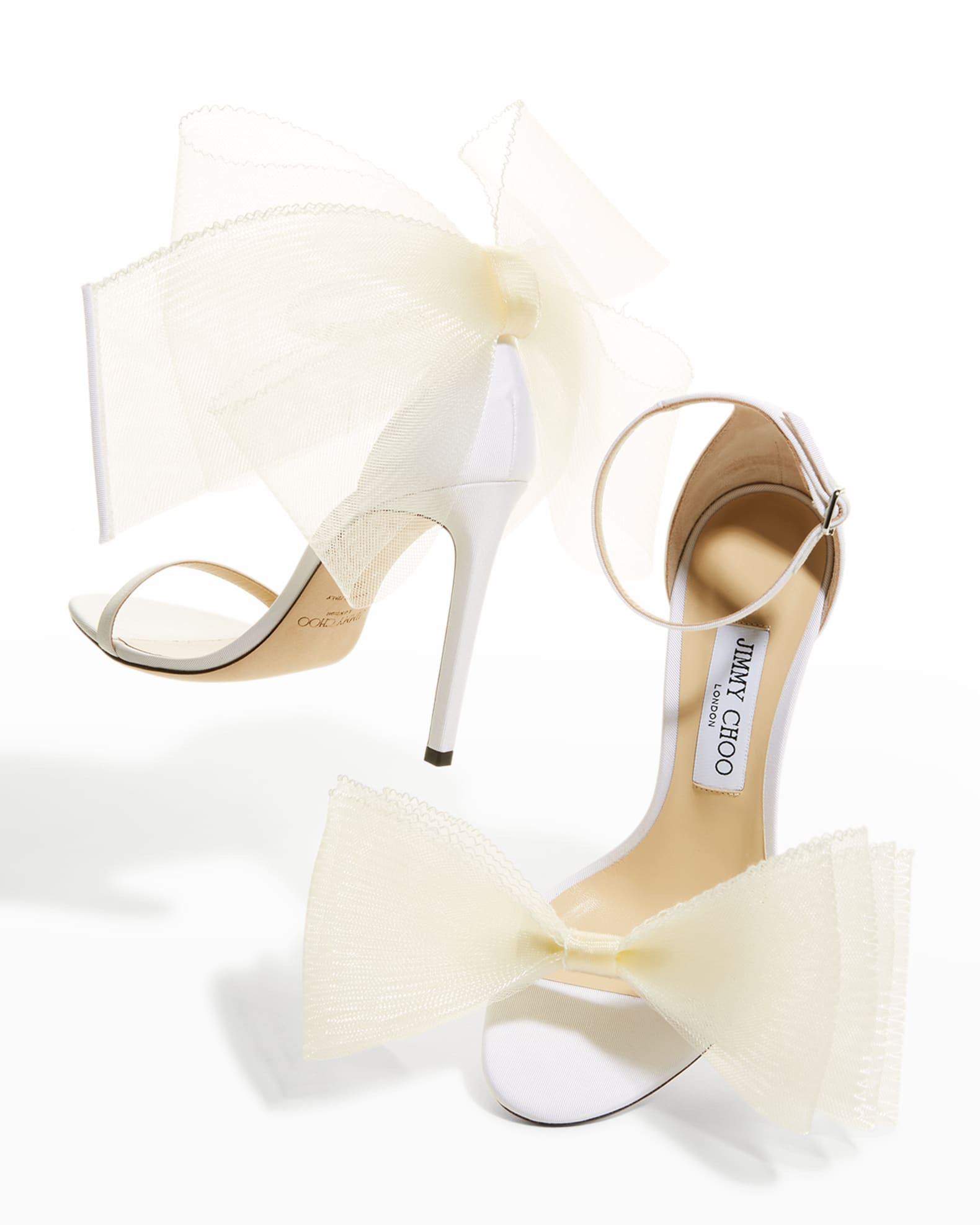 Jimmy Choo Aveline Tulle Bow AnkleStrap Sandals Neiman Marcus