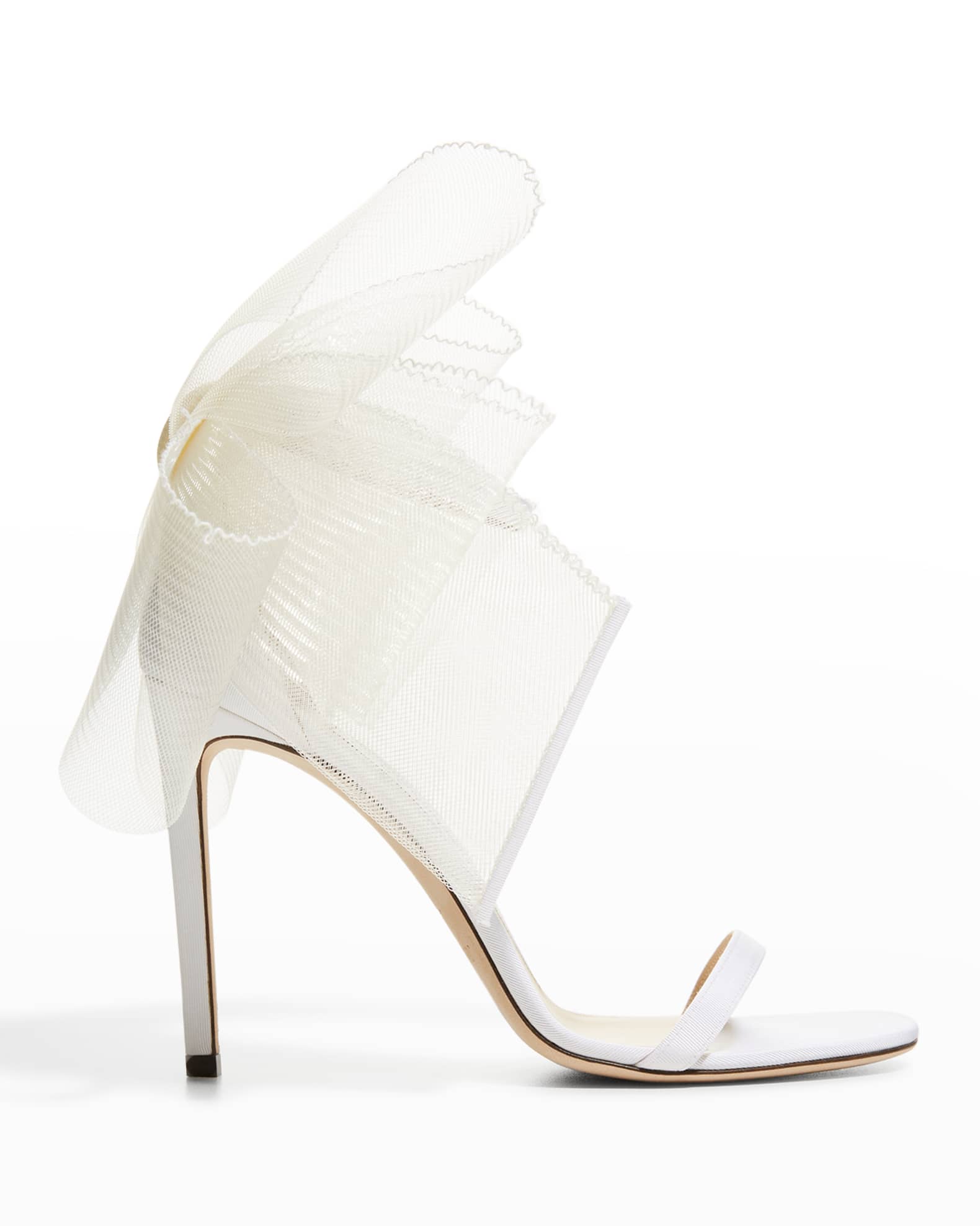 Jimmy Choo Aveline Tulle Bow AnkleStrap Sandals Neiman Marcus