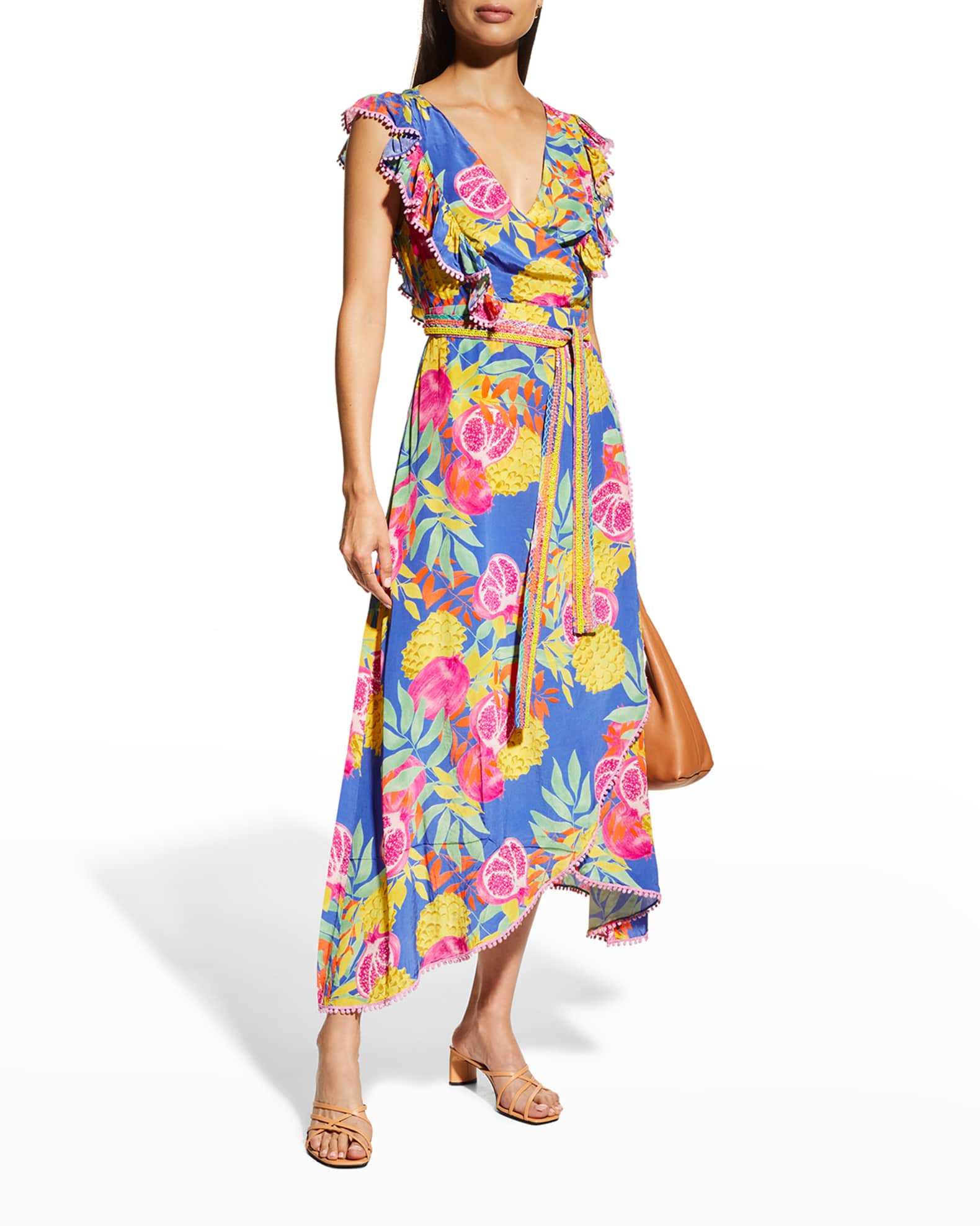 TAJ BY SABRINA Persia Midi Wrap Dress | Neiman Marcus
