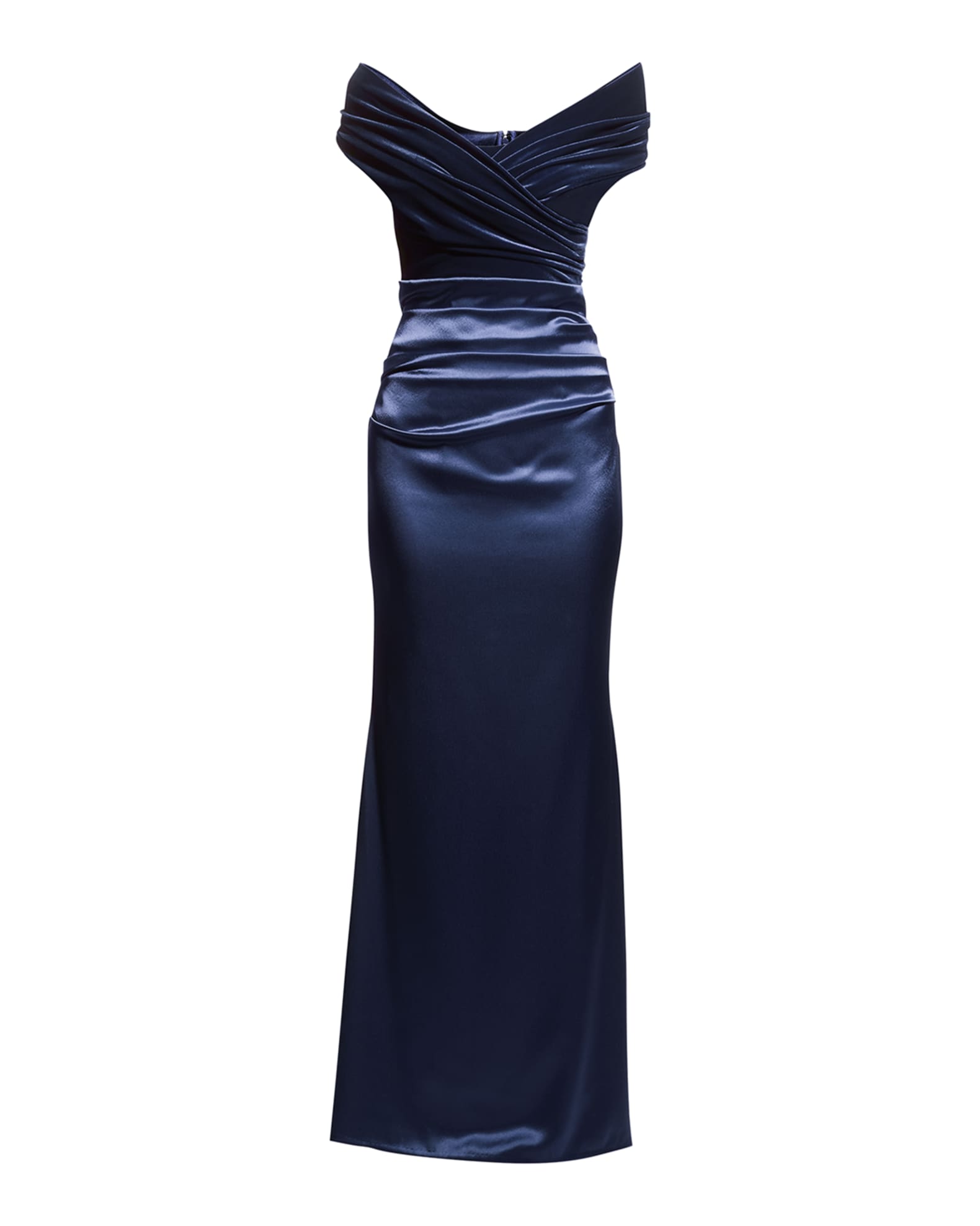 Talbot Runhof Mixed-Media Draped Off-The-Shoulder Gown | Neiman Marcus