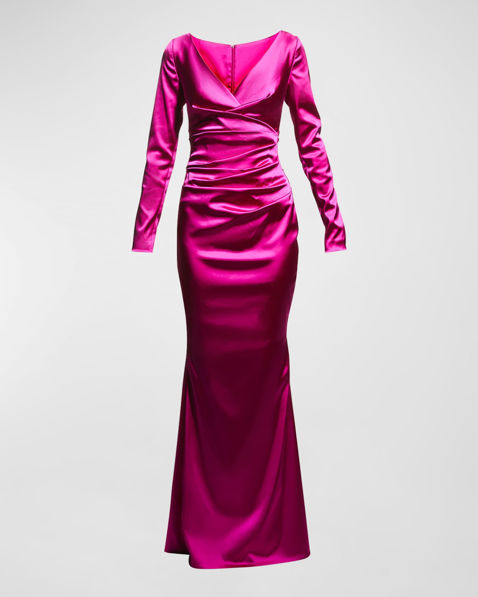 Satin Long Gown with Ruffled Sash Detail Mulberry