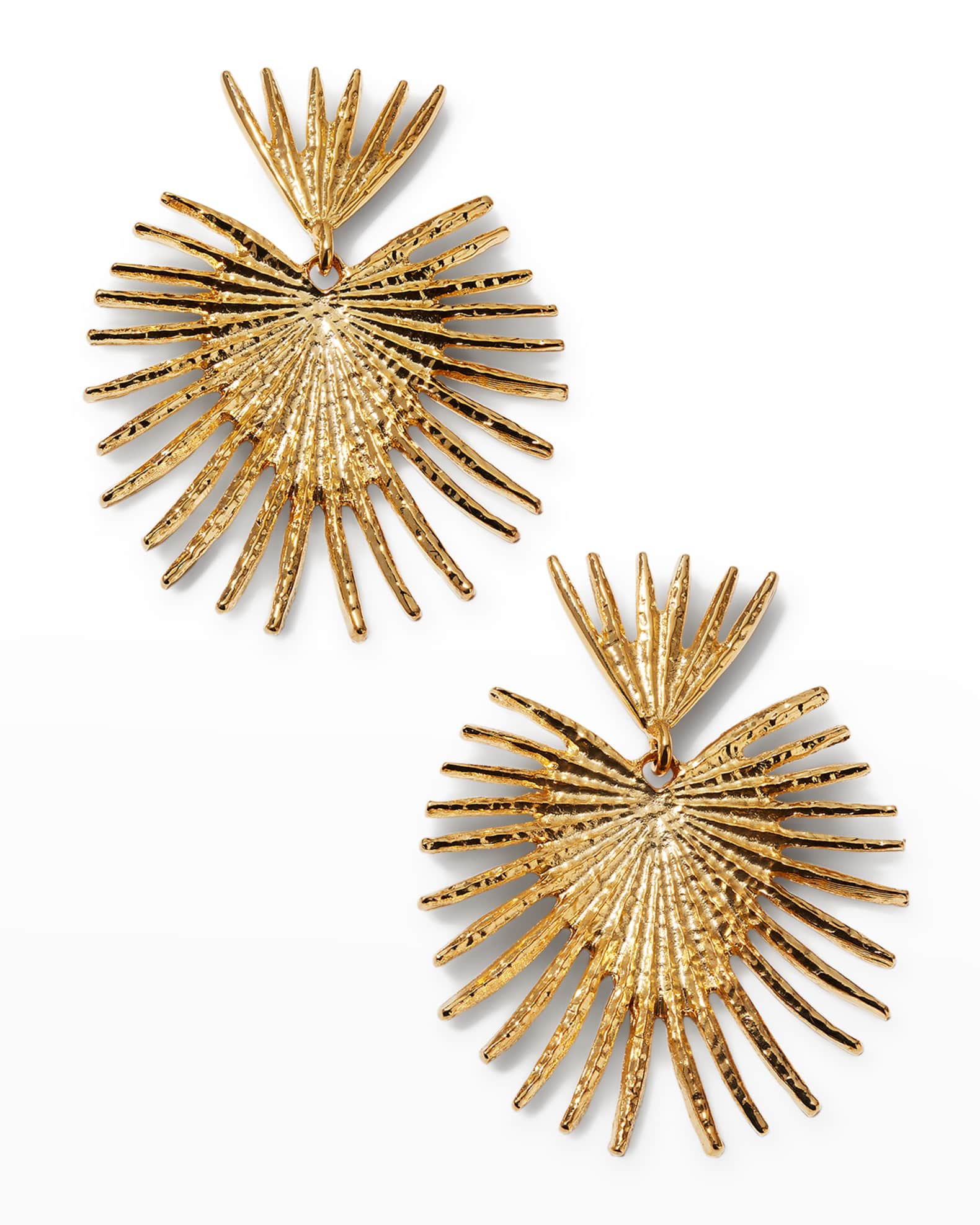 Large Gold Fan Drop Post Earrings 0