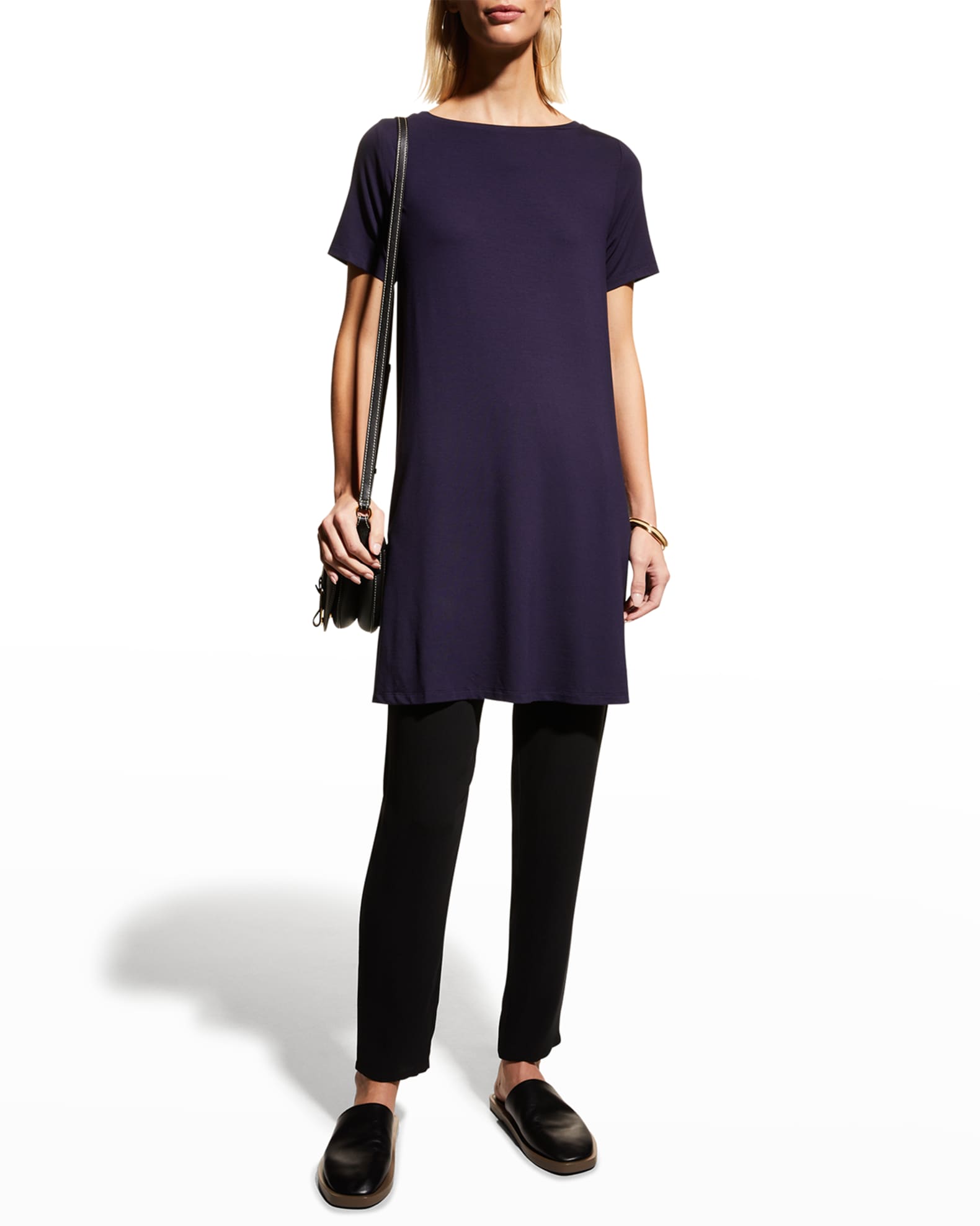 Eileen Fisher Short Sleeve Viscose Jersey Tunic Neiman Marcus