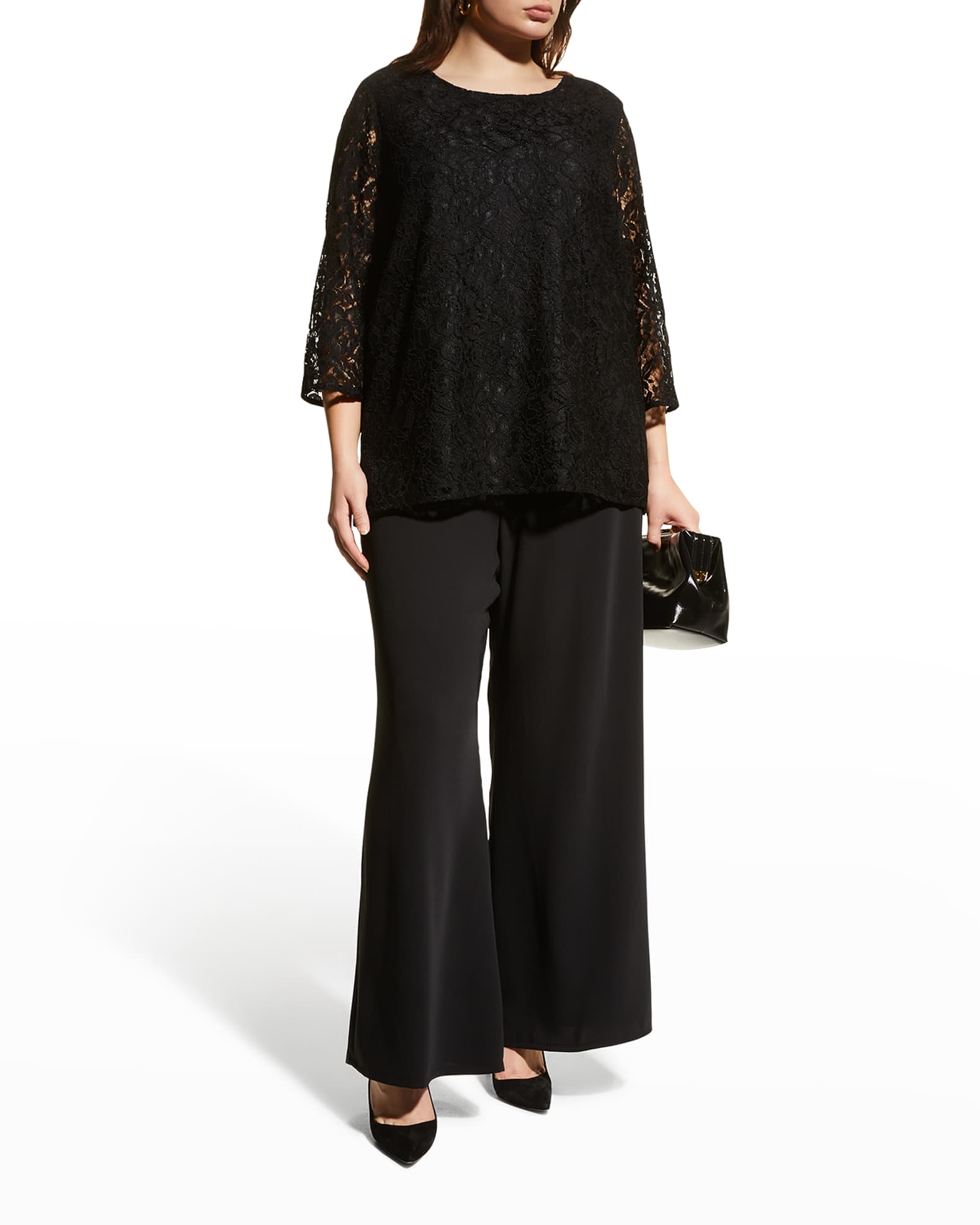 Caroline Rose Plus Size Lined Floral Lace Tunic | Neiman Marcus