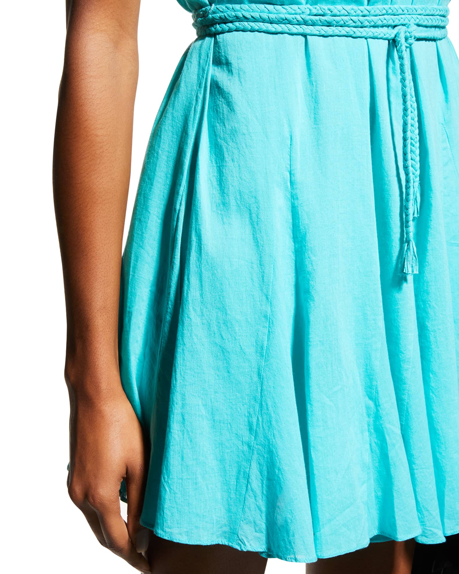 Alice + Olivia Raina Godet Mini Dress w/ Belt | Neiman Marcus