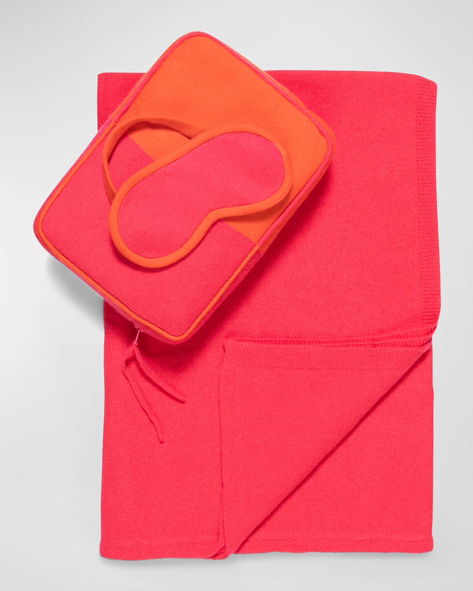 Cashmere Colorblock Cable-Knit Travel Set 0