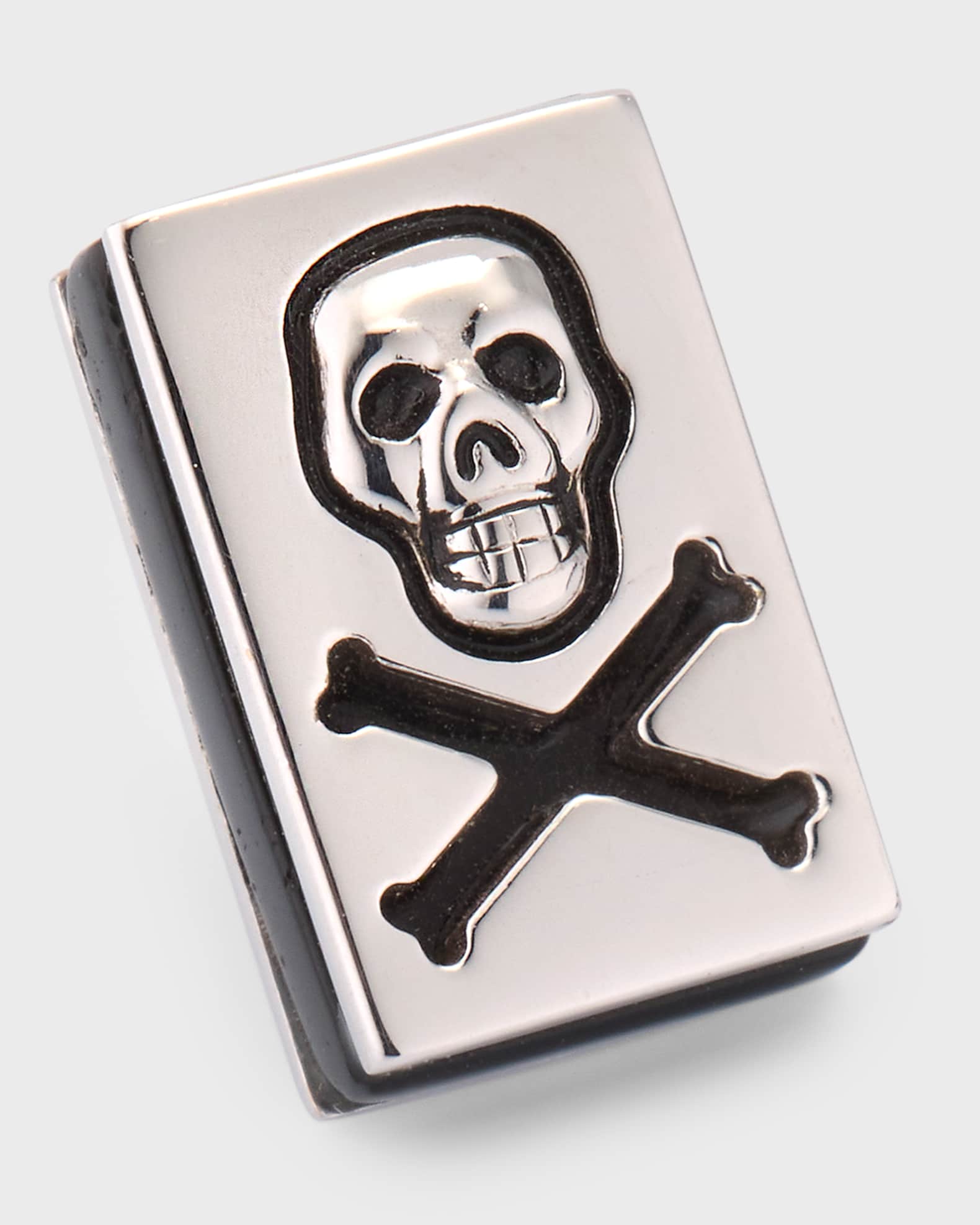 Men's Sterling Silver Skull and Crossbones Lapel Pin 0