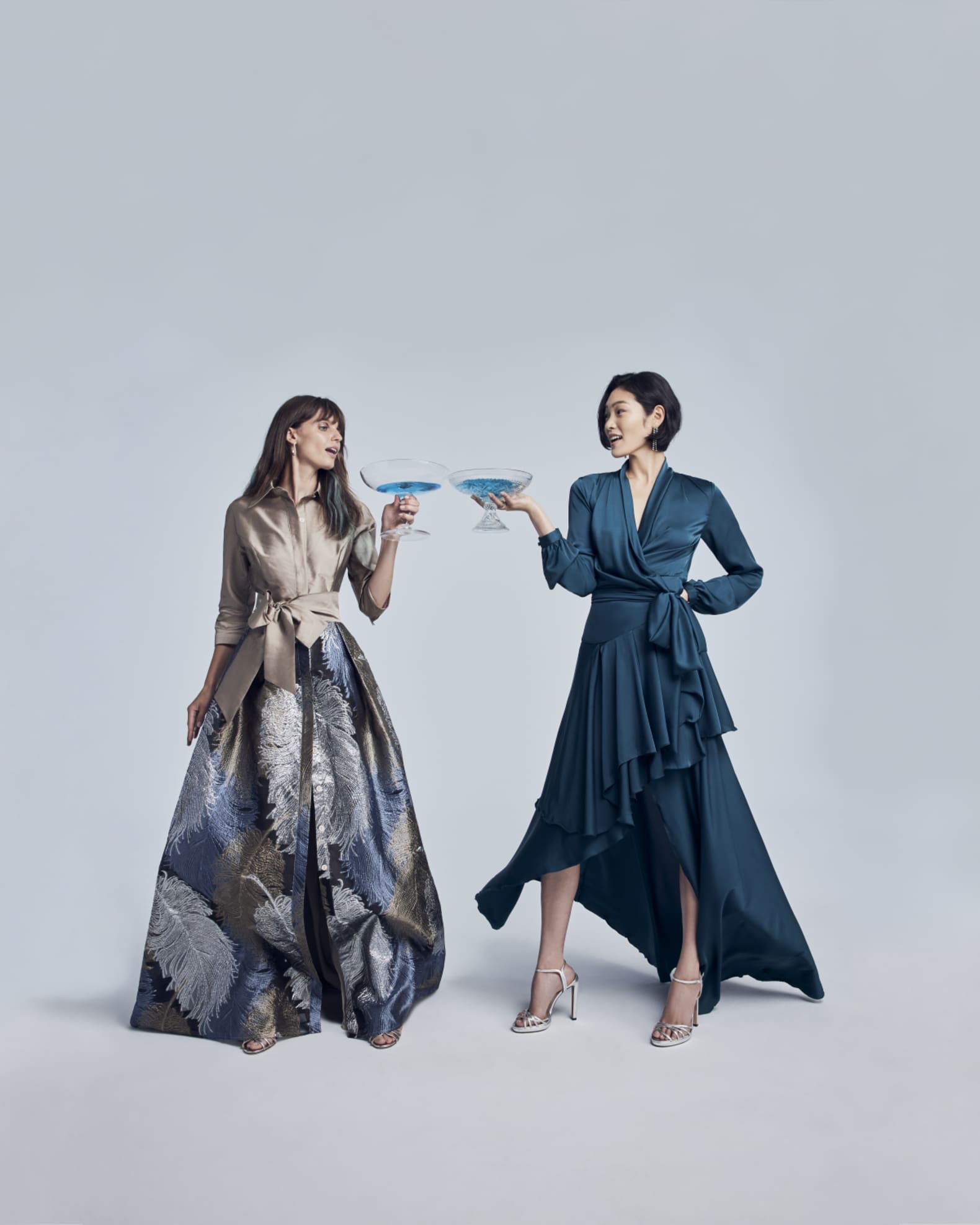 Rickie Freeman for Teri Jon Taffeta Shirtdress w/ Feather