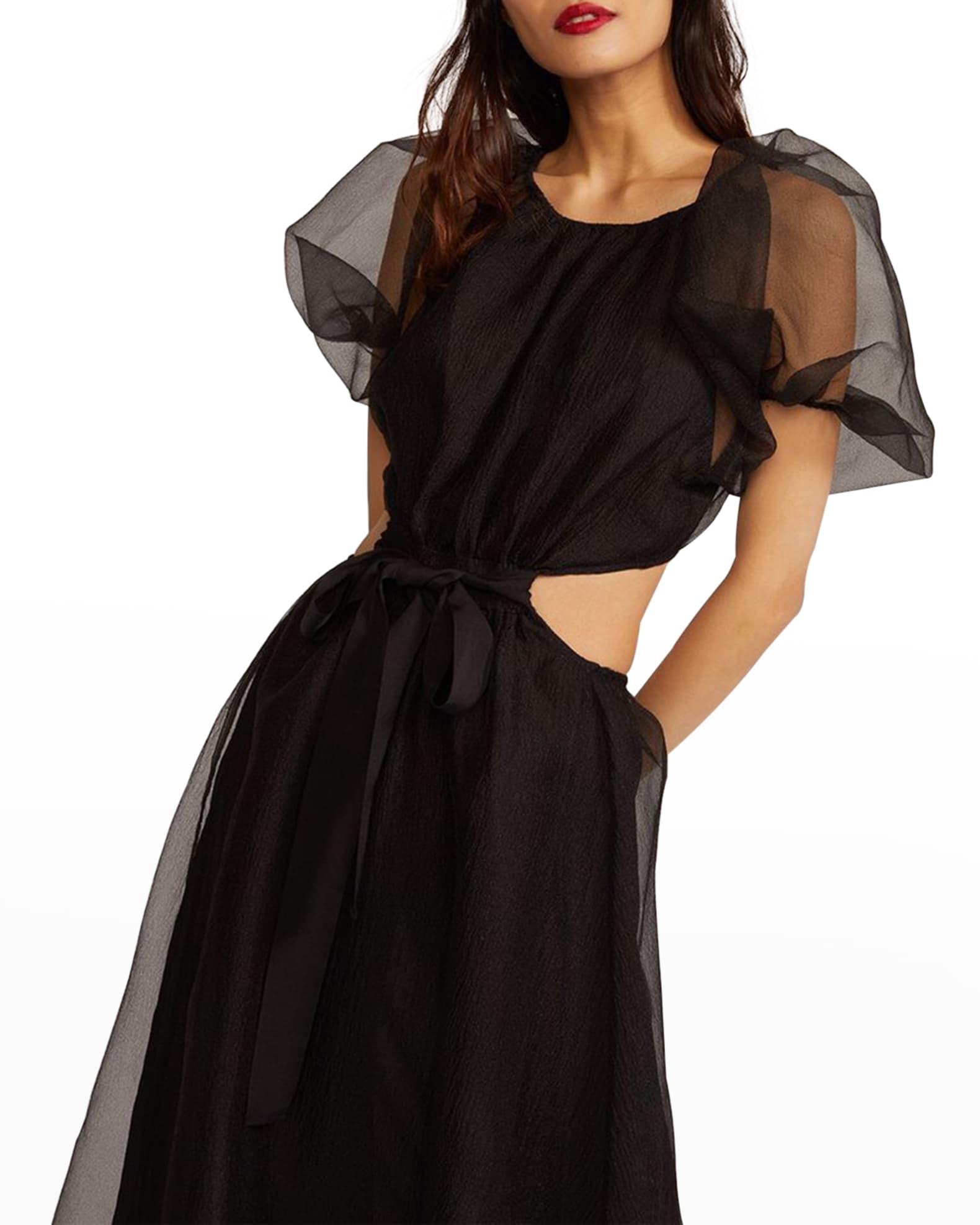 cynthia rowley clara organza dress Cynthia Rowley Clara Puff-Sleeve Organza Dress