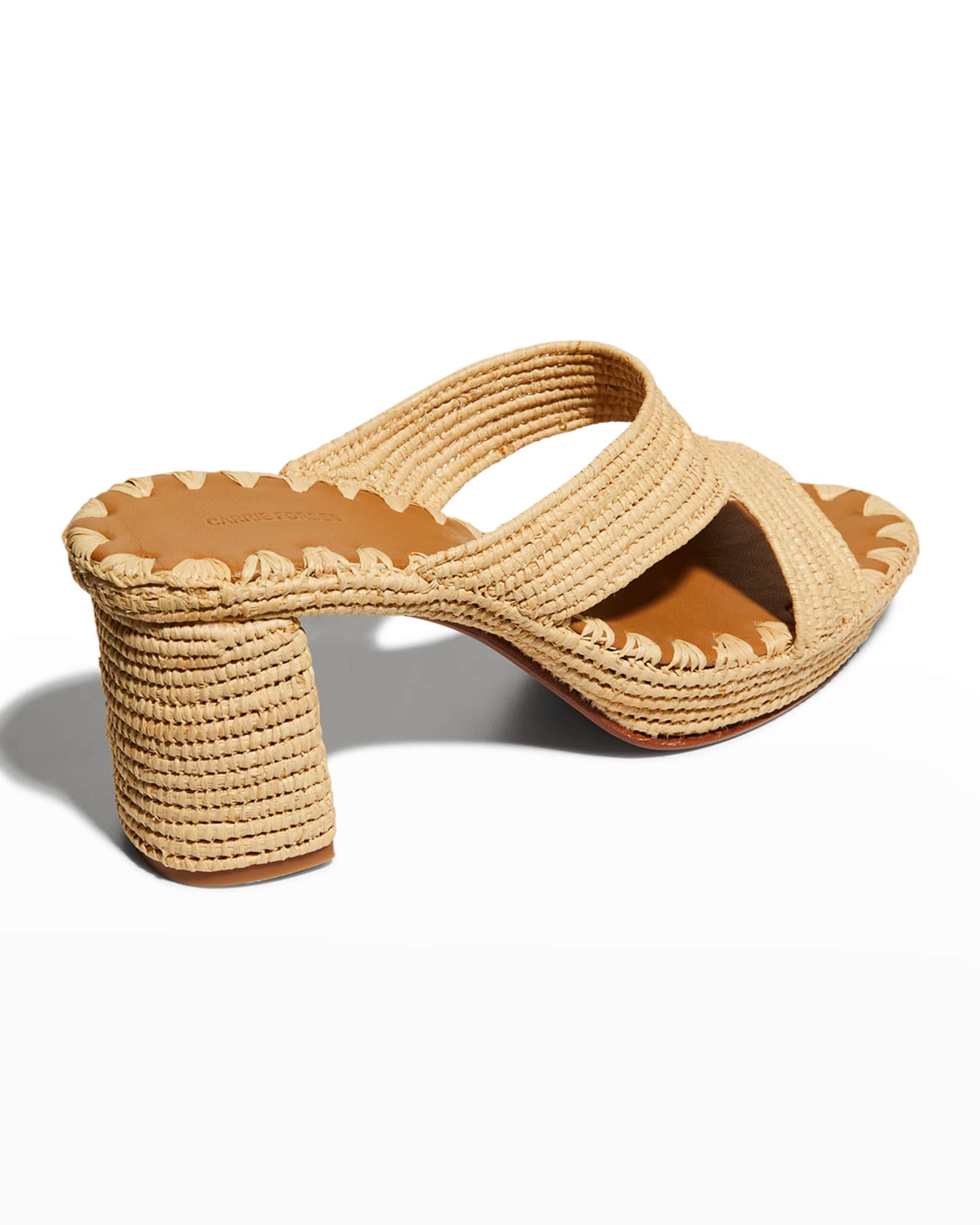 Carrie Forbes Raffia Crisscross Block-Heel Sandals | Neiman Marcus