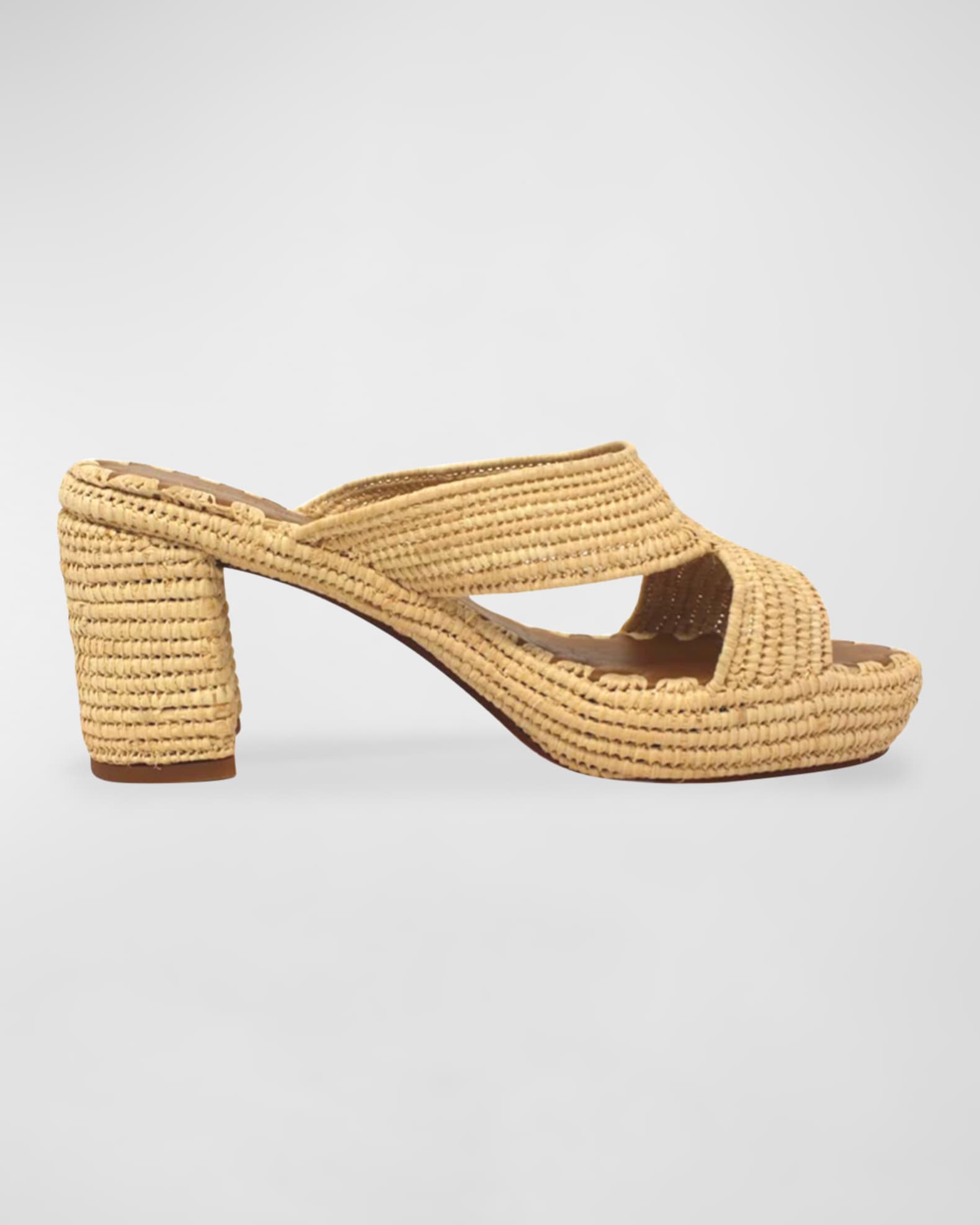 Carrie Forbes Raffia Crisscross Block-Heel Sandals