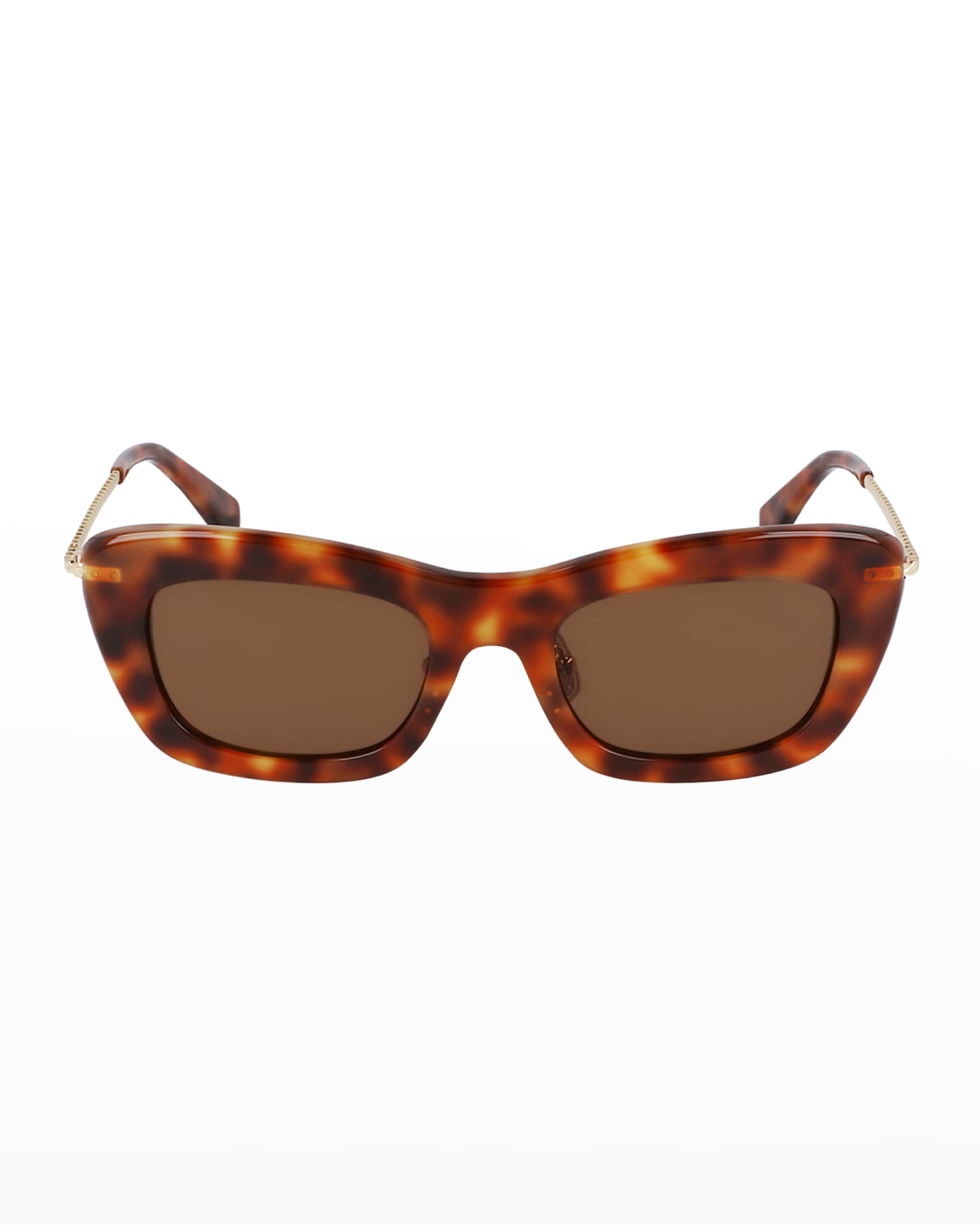 Lanvin Babe Rectangle Twisted Metal/Acetate Sunglasses