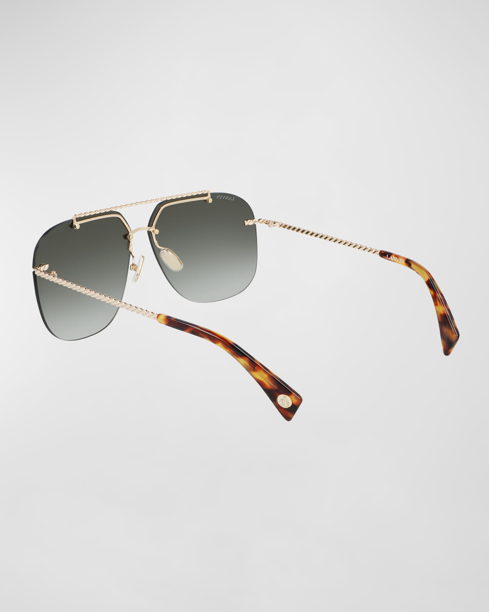 Babe Rimless Studded Metal Aviator Sunglasses