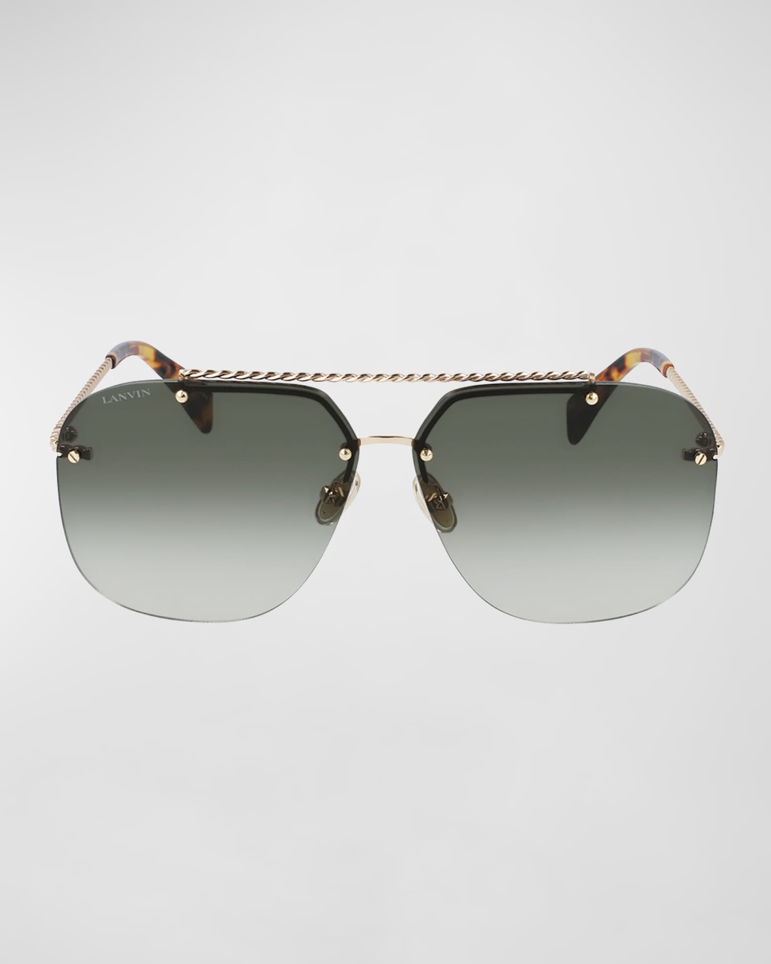 Babe Rimless Studded Metal Aviator Sunglasses