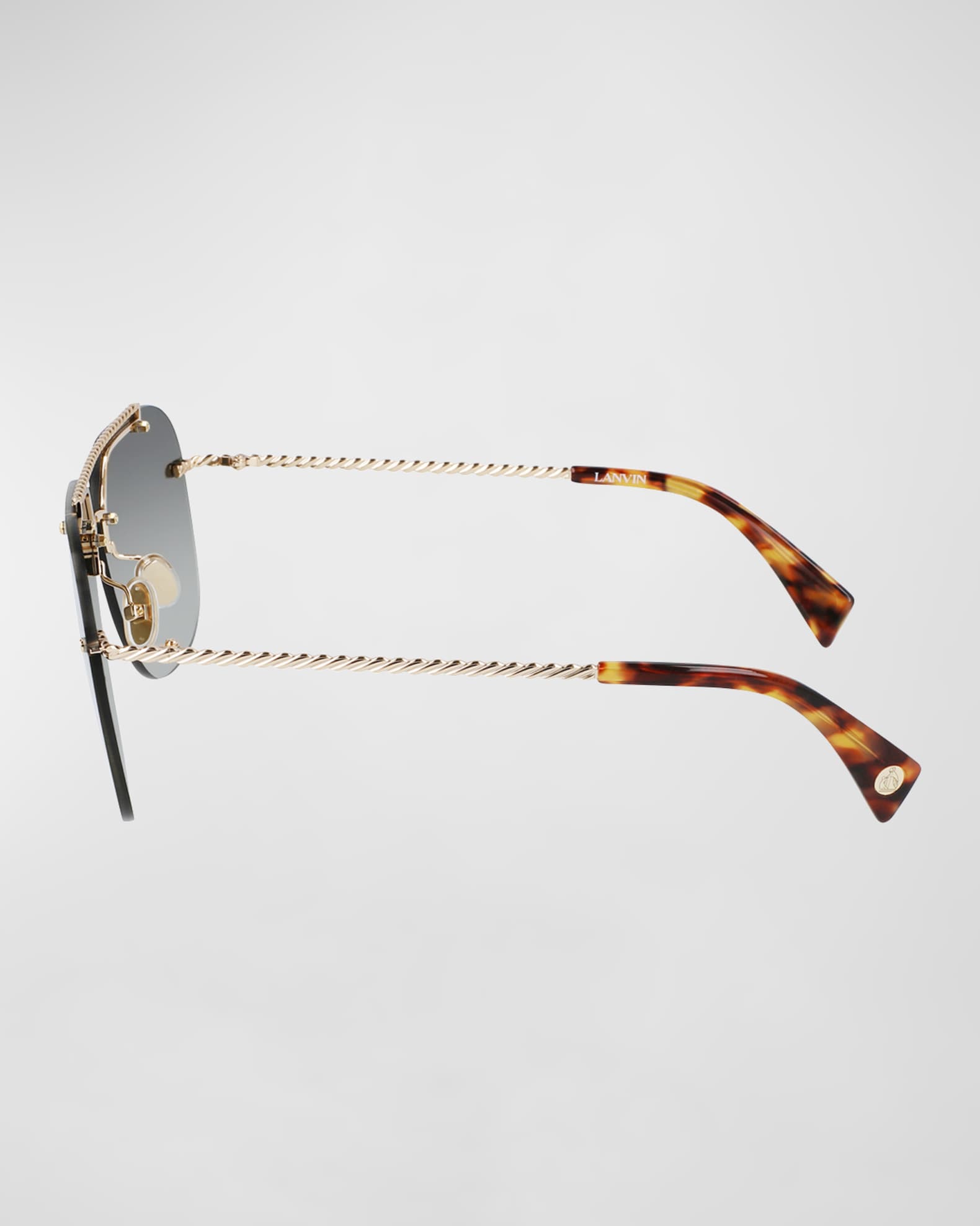 Babe Rimless Studded Metal Aviator Sunglasses