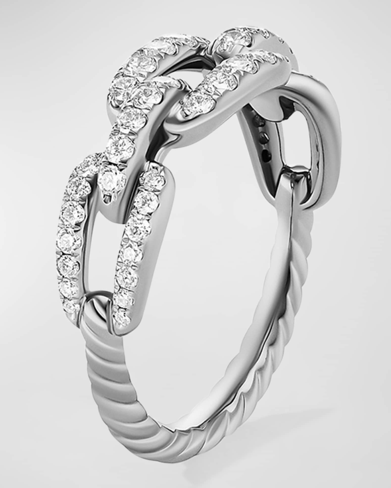 Stax Chain Link Diamond Ring in 18K White Gold Neiman Marcus