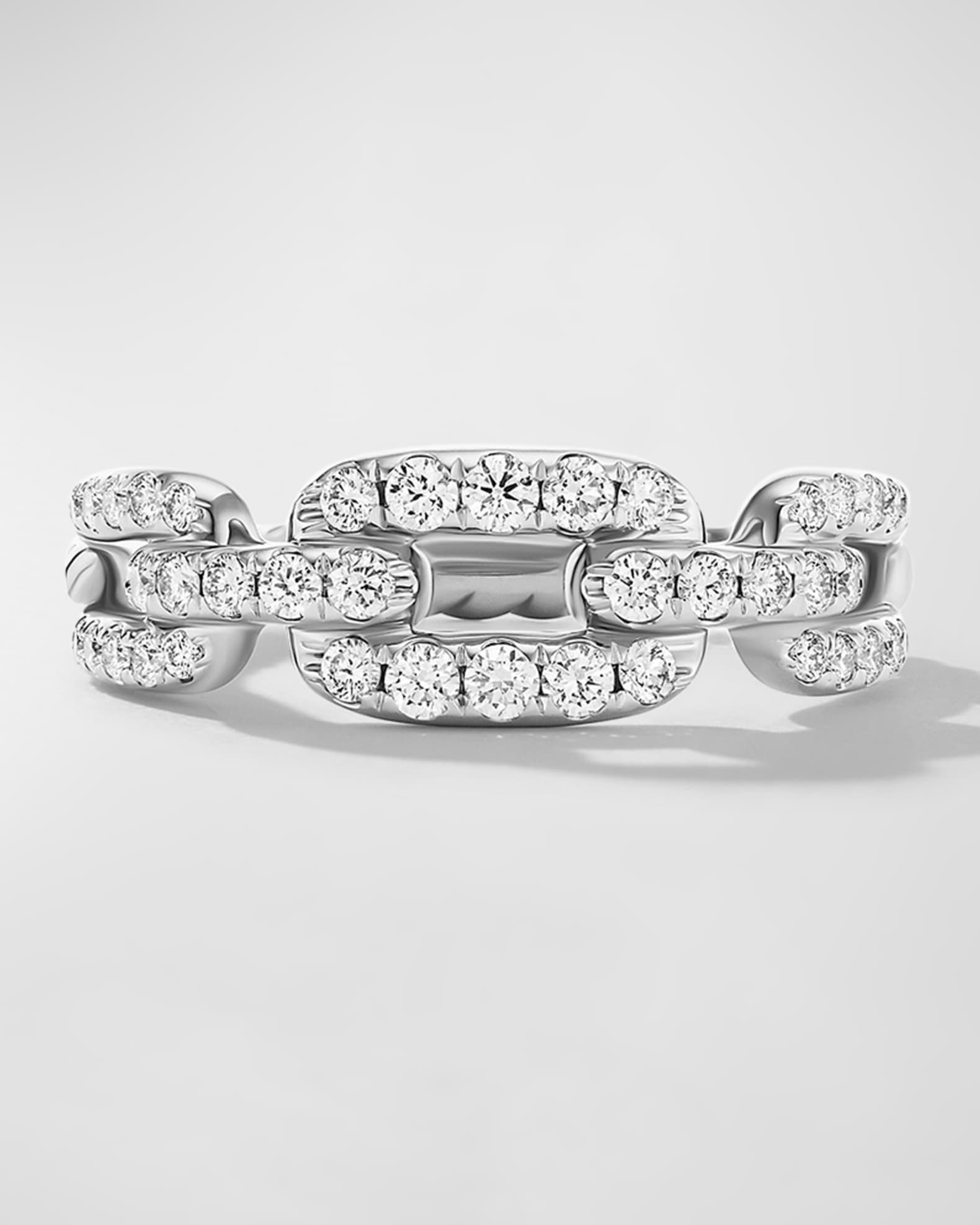 Stax Chain Link Diamond Ring in 18K White Gold Neiman Marcus