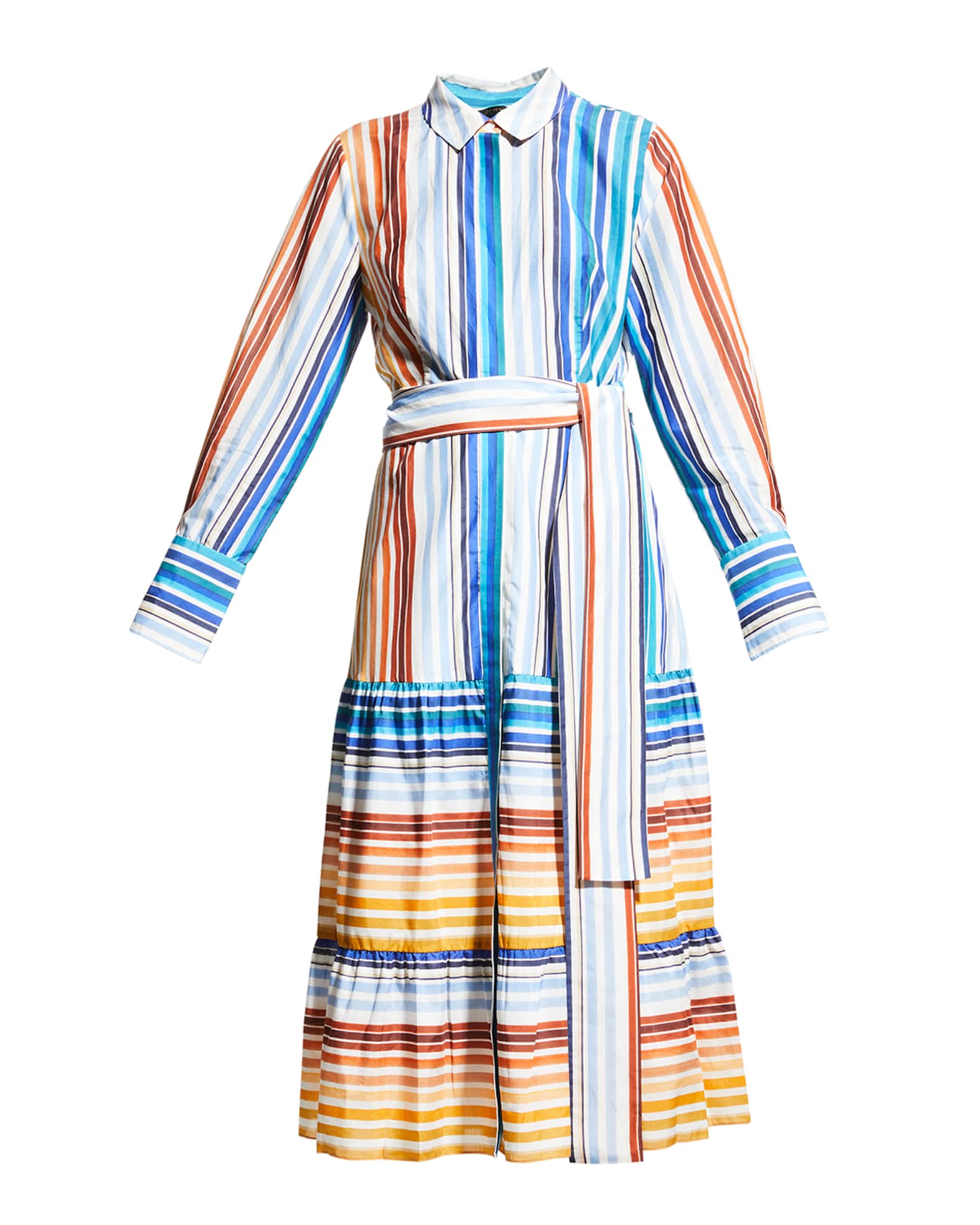 Kobi Halperin Constance Multi-Stripe Midi Shirtdress | Neiman Marcus
