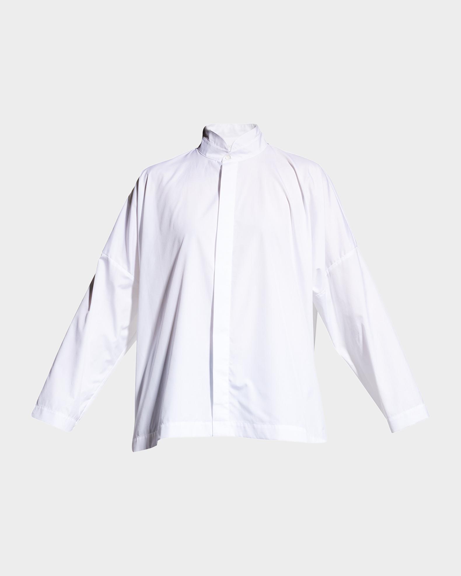 Eskandar Wide Longer-Back Double Stand Collar Shirt (Mid Plus