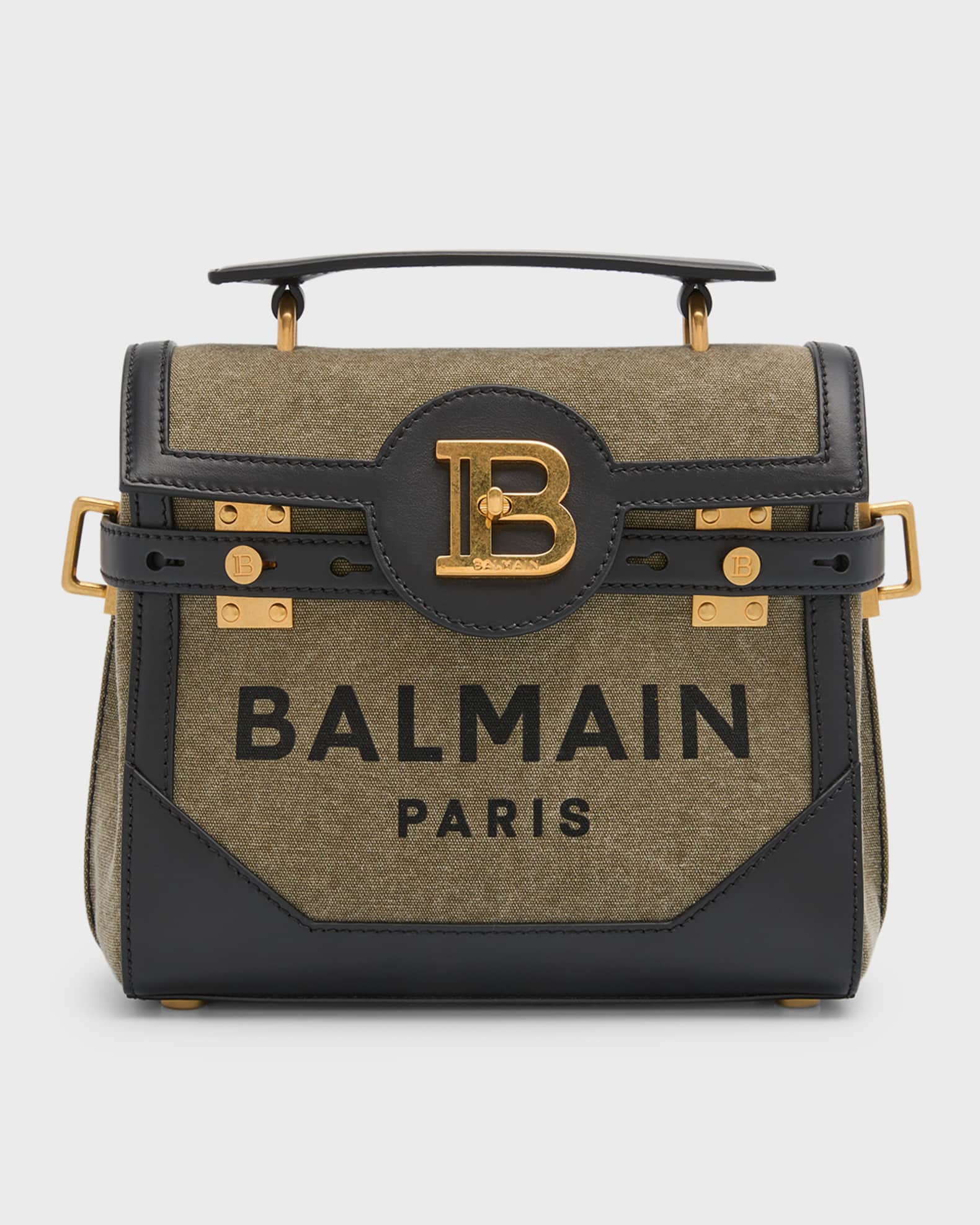 Balmain BBuzz 23 Logo Canvas Satchel Bag | Neiman Marcus
