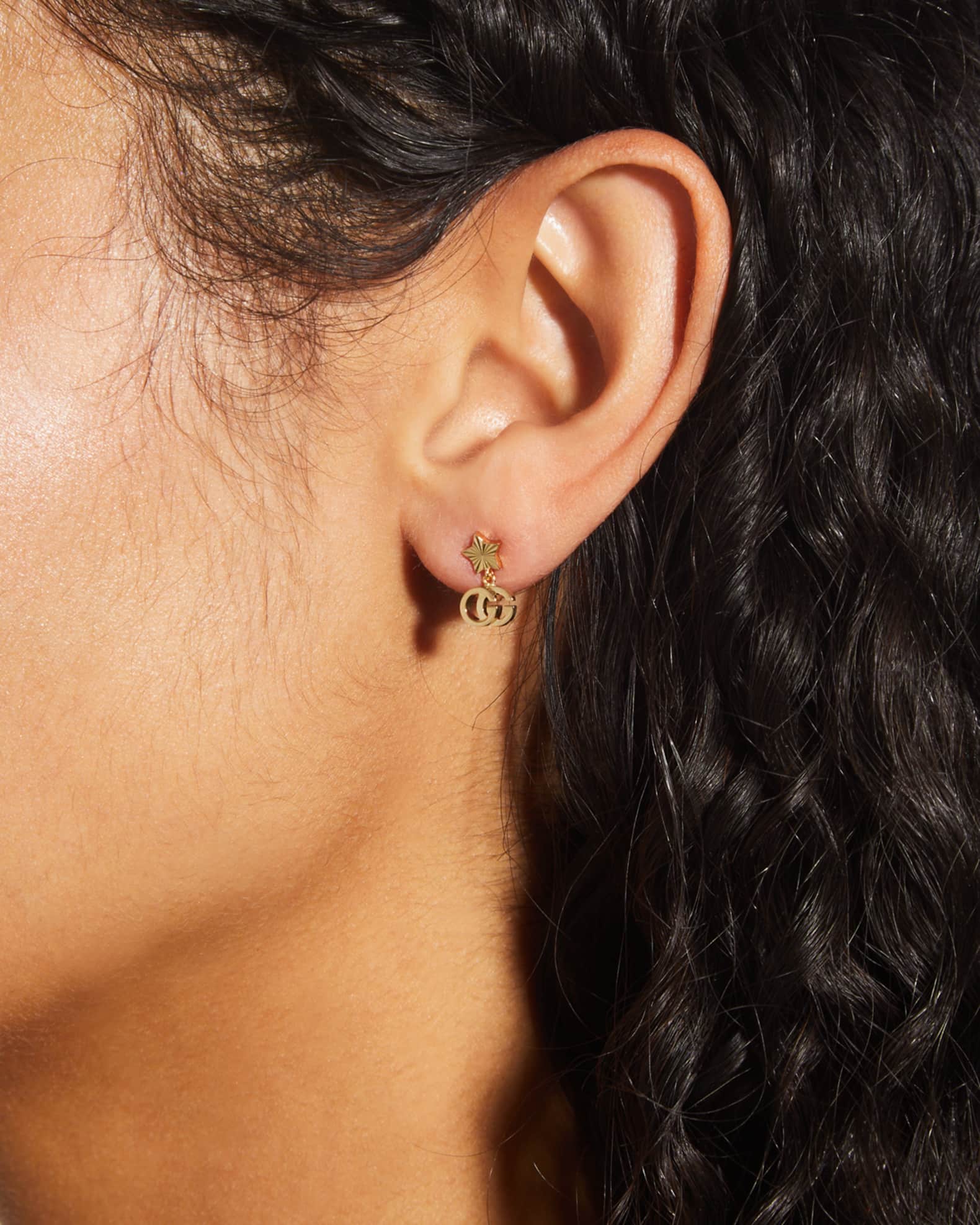 18k Yellow Gold Running G Star Earrings