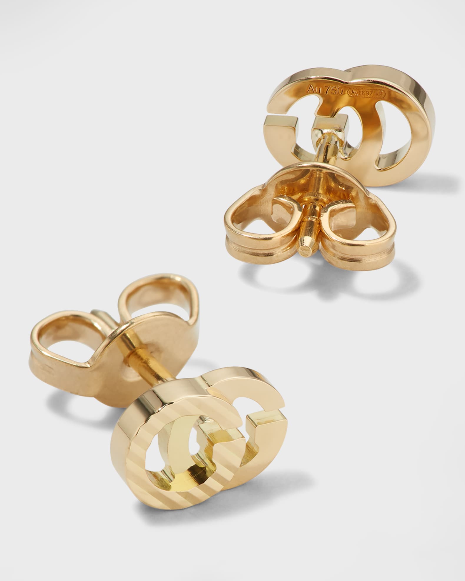 Gucci 18k yellow gold running g stud earrings 2025