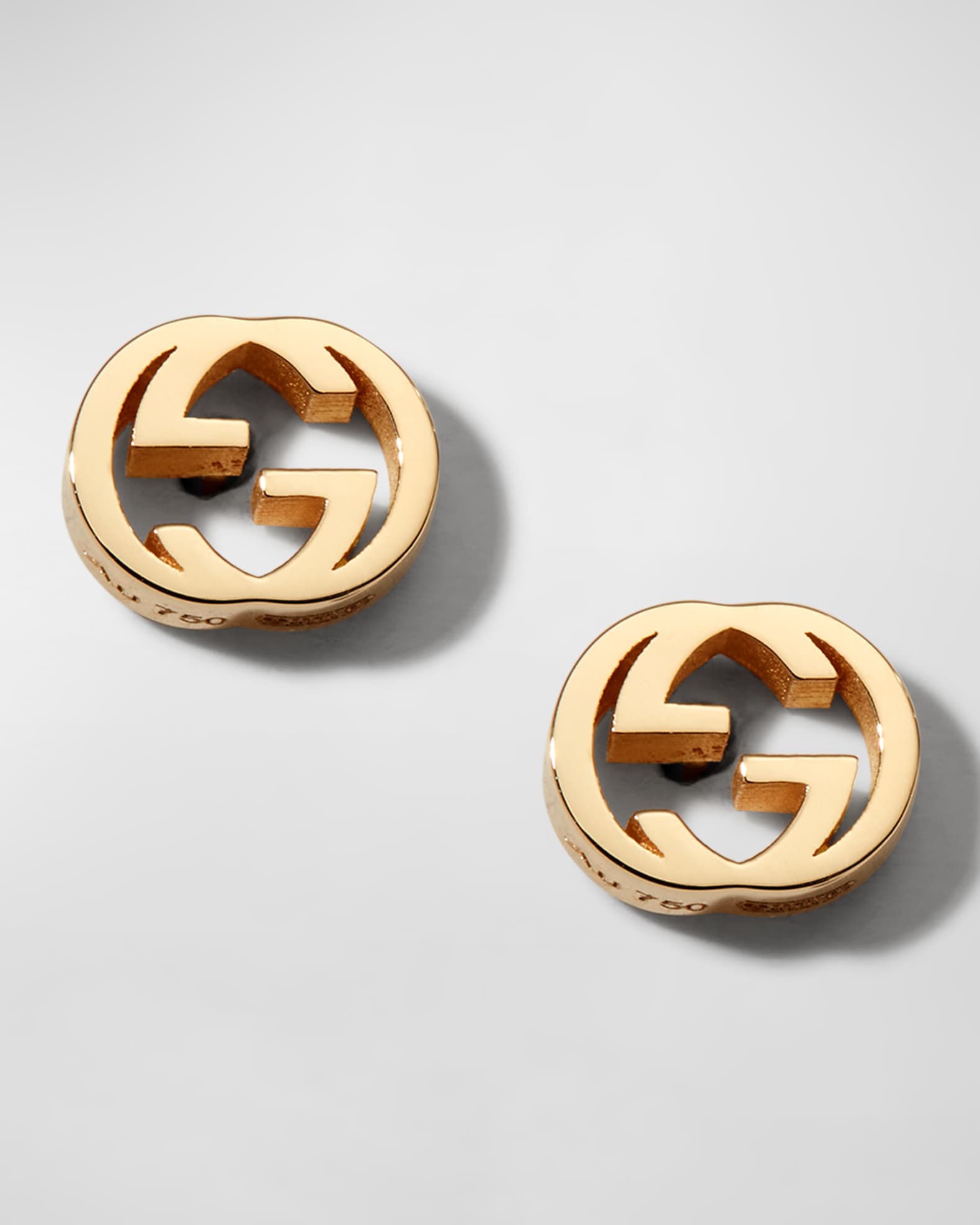 Gucci Interlocking-G Stud Earrings in Yellow Gold | Neiman Marcus