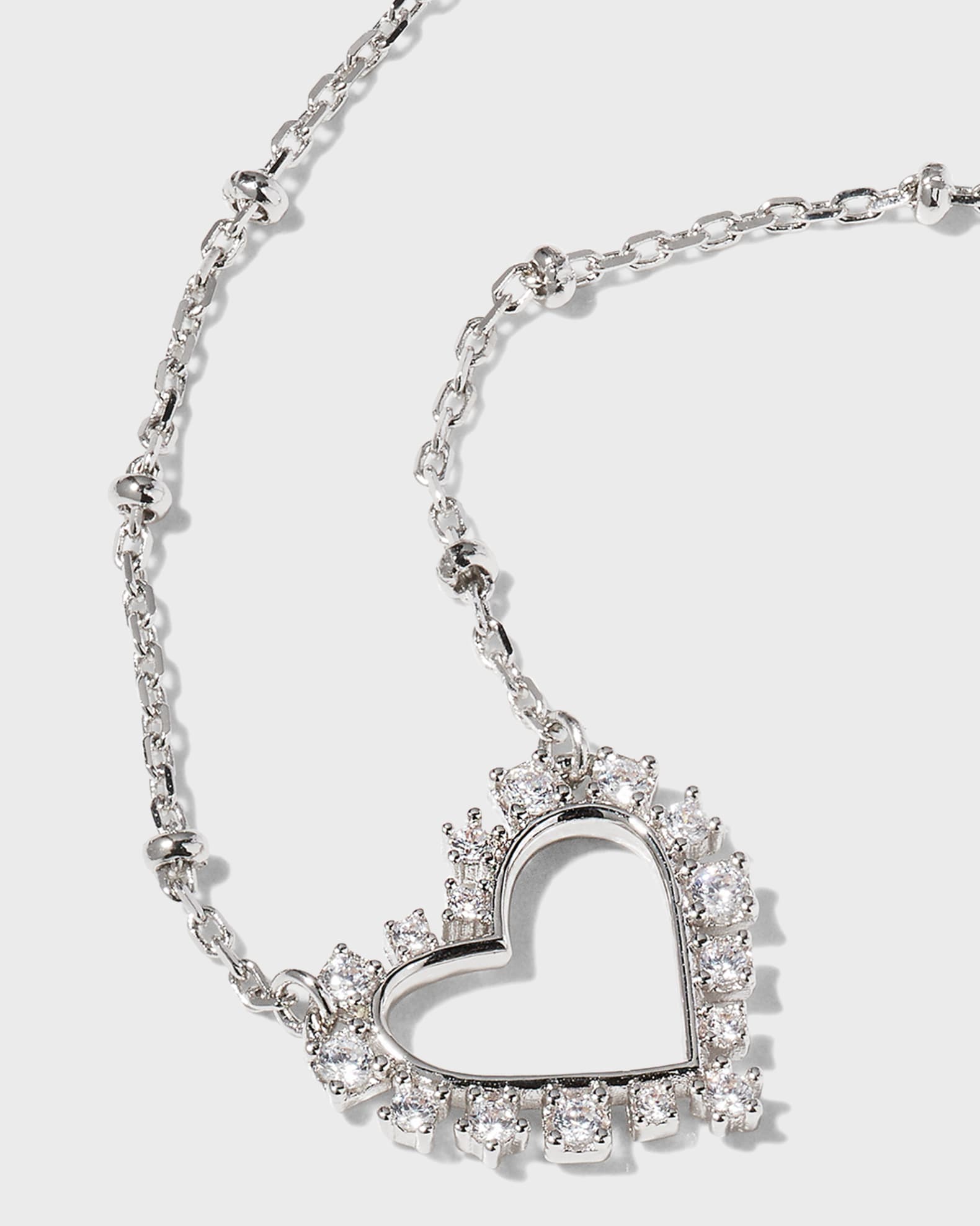 Kendra Scott Ari Heart Crystal Pendant Necklace - Rhodium Tone | Neiman ...