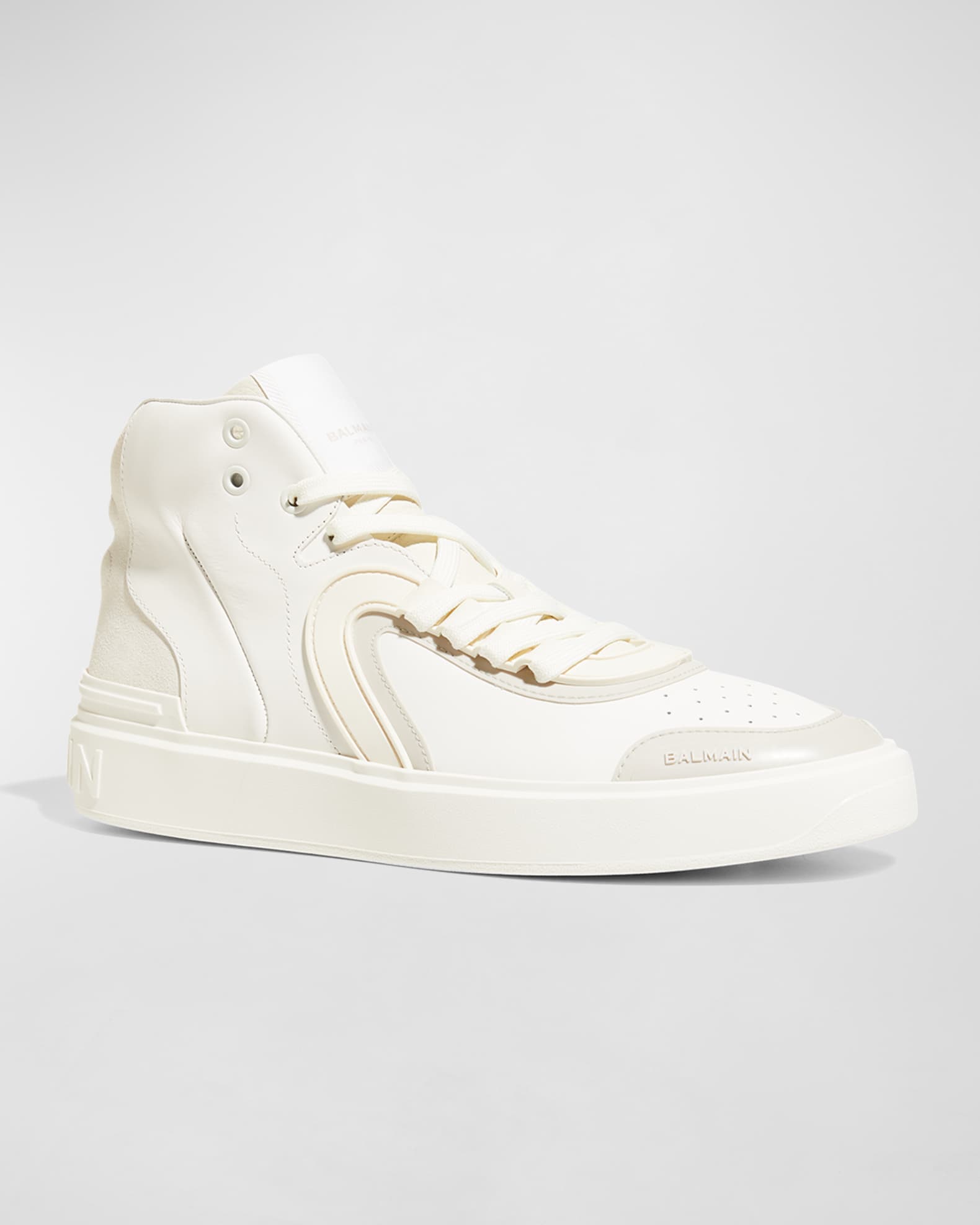 Balmain Men's B Skate MixLeather HighTop Sneakers Neiman Marcus