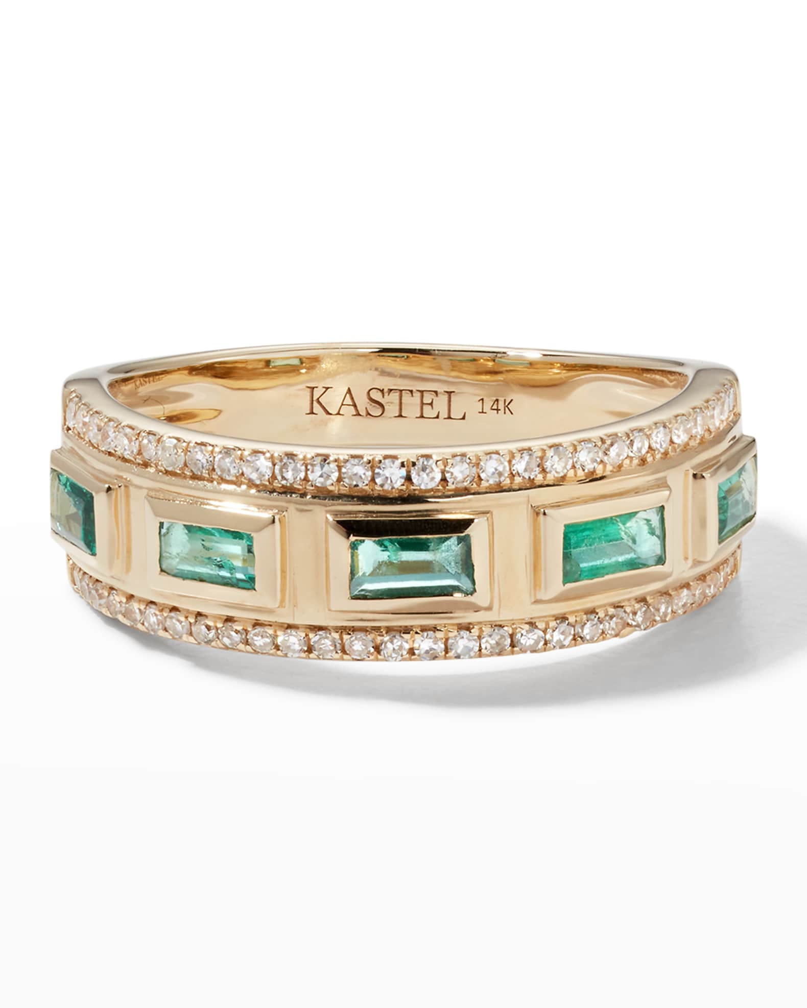 14k Emerald and Diamond Ring, Size 7 0