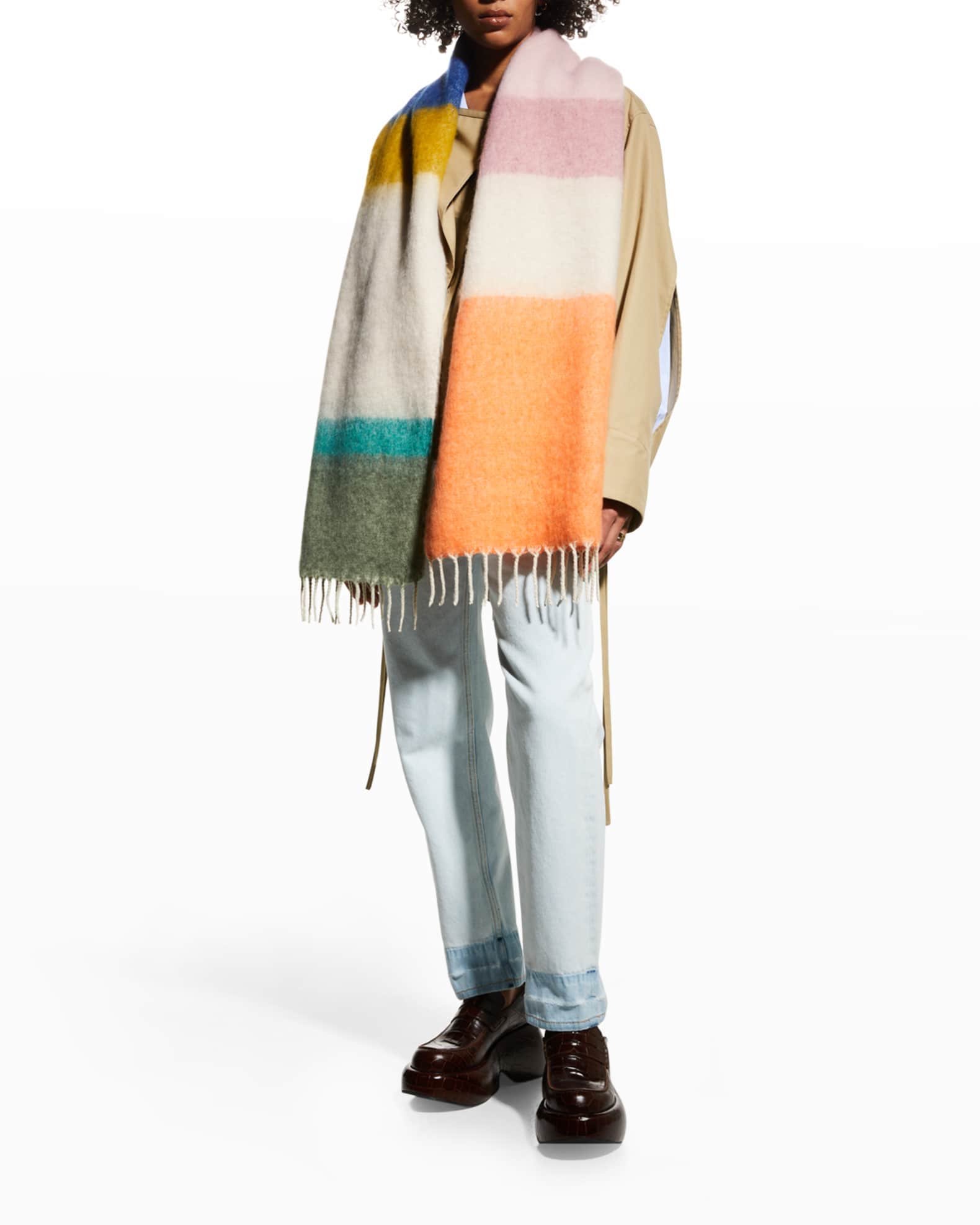 Striped wool-blend scarf