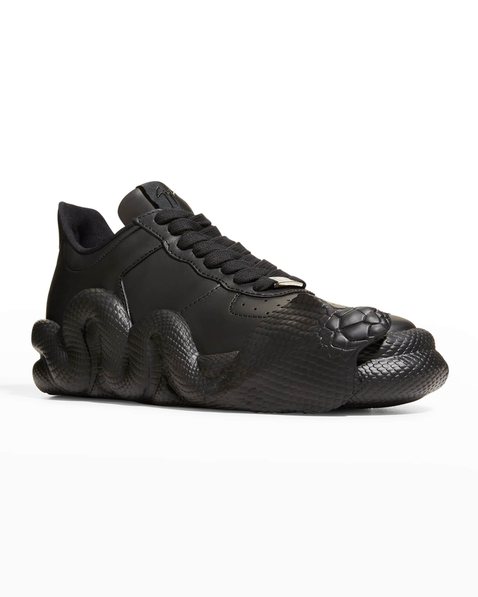 Giuseppe Zanotti Men's Cobra Tonal Leather Low-Top Sneakers | Neiman Marcus
