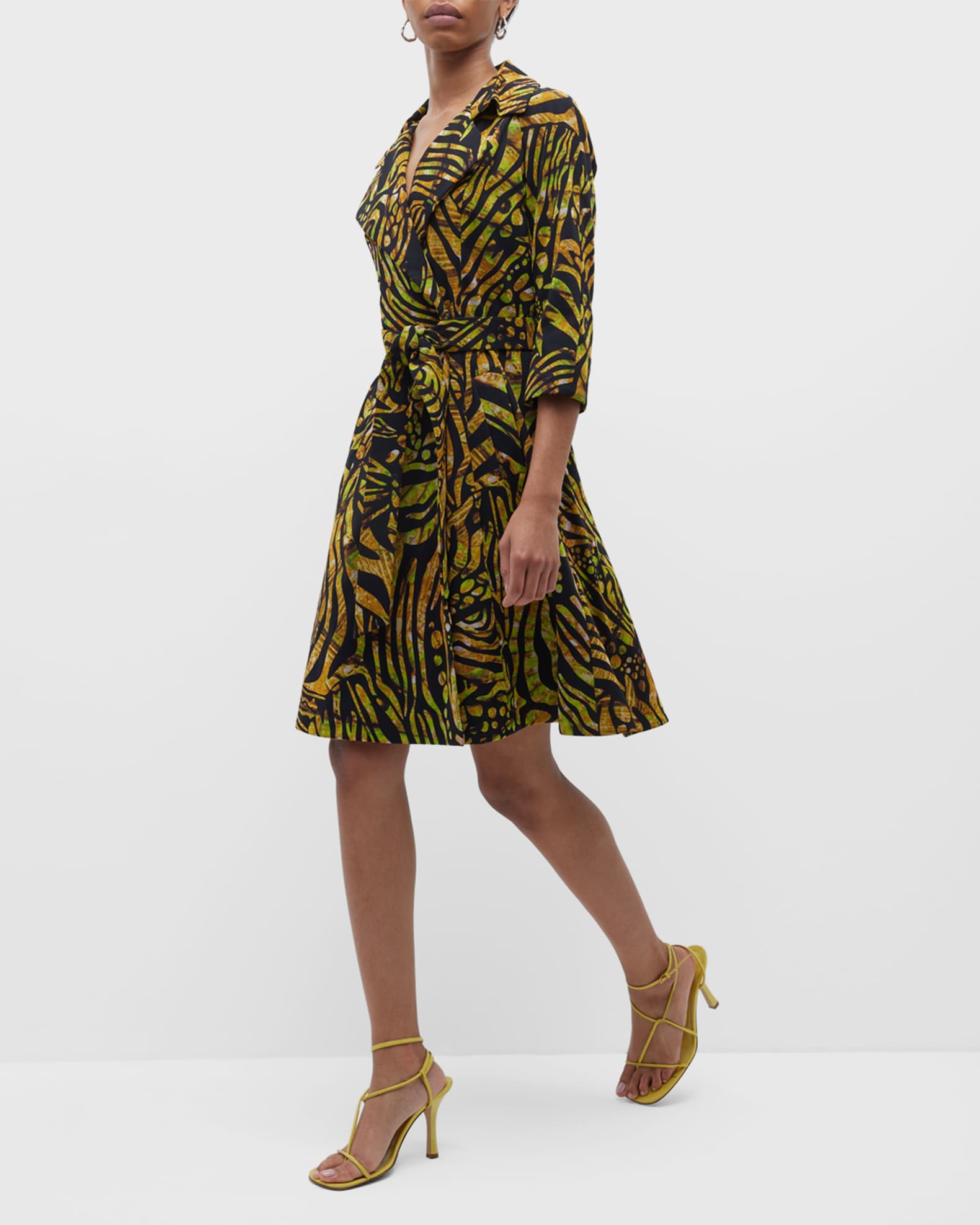 Fuzzi Printed Tulle Mesh Trench Dress | Neiman Marcus