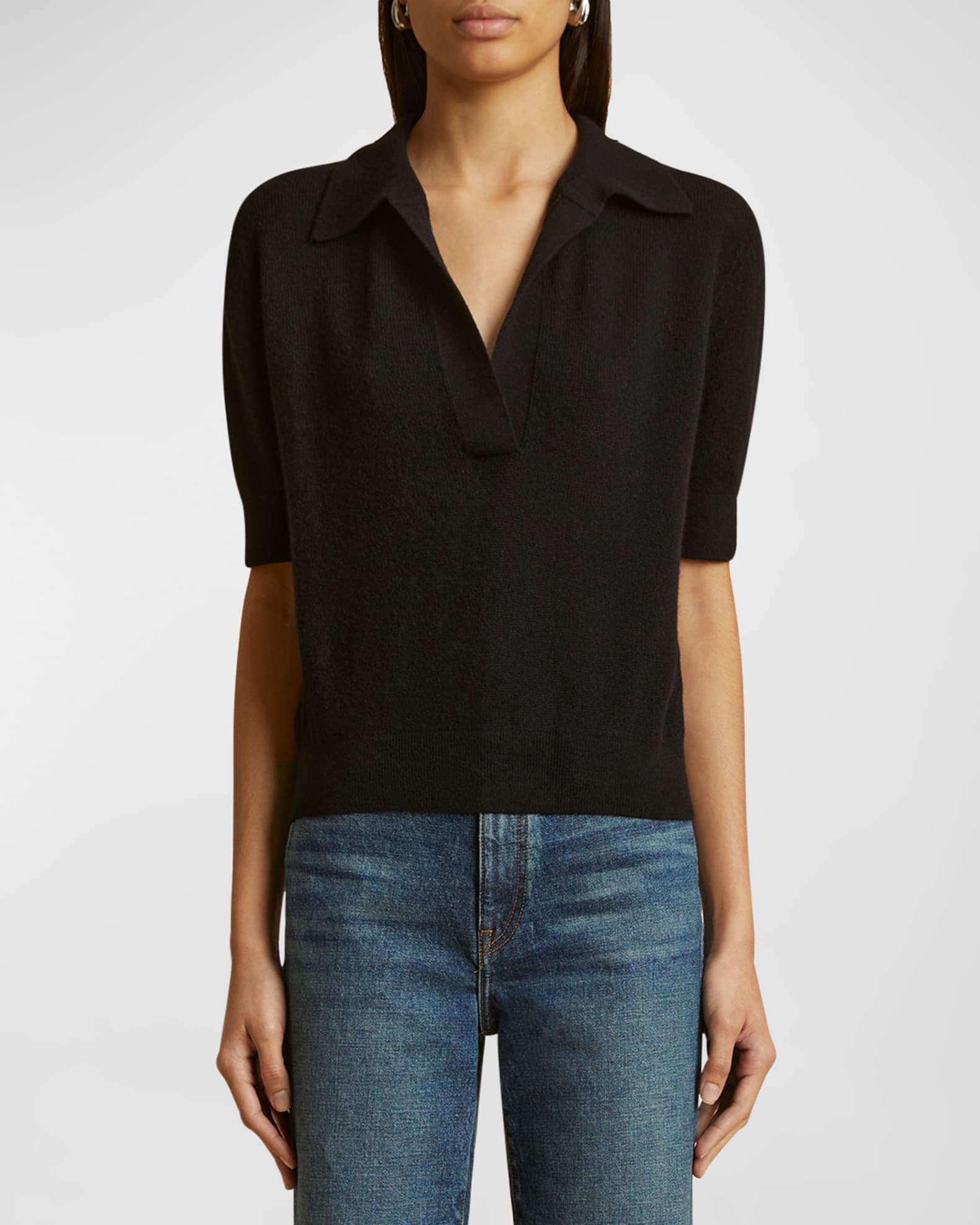 Shrunken Jo Cashmere Polo Sweater 1