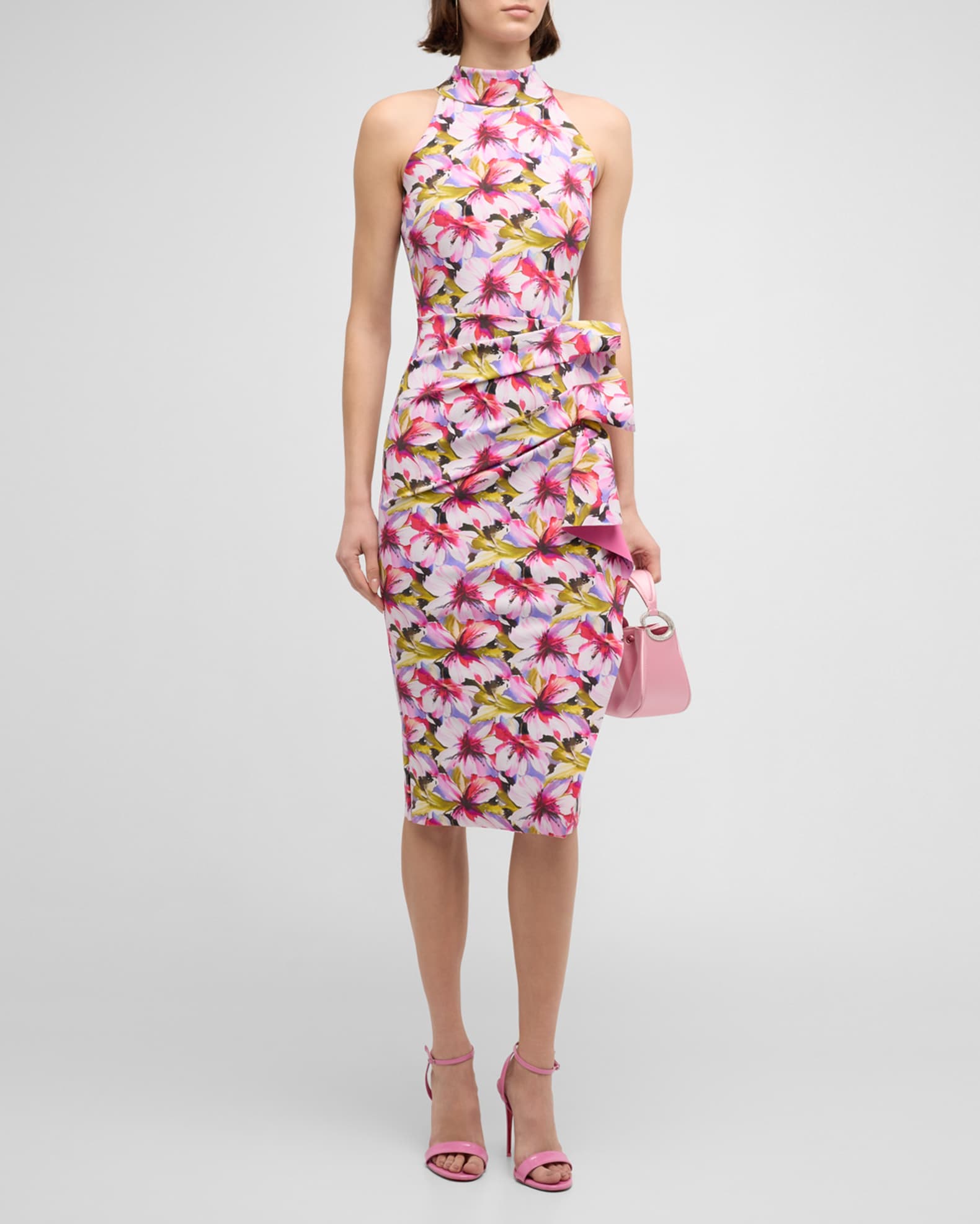 Chiara Boni La Petite Robe Printed Sleeveless Side-Drape Dress | Neiman ...