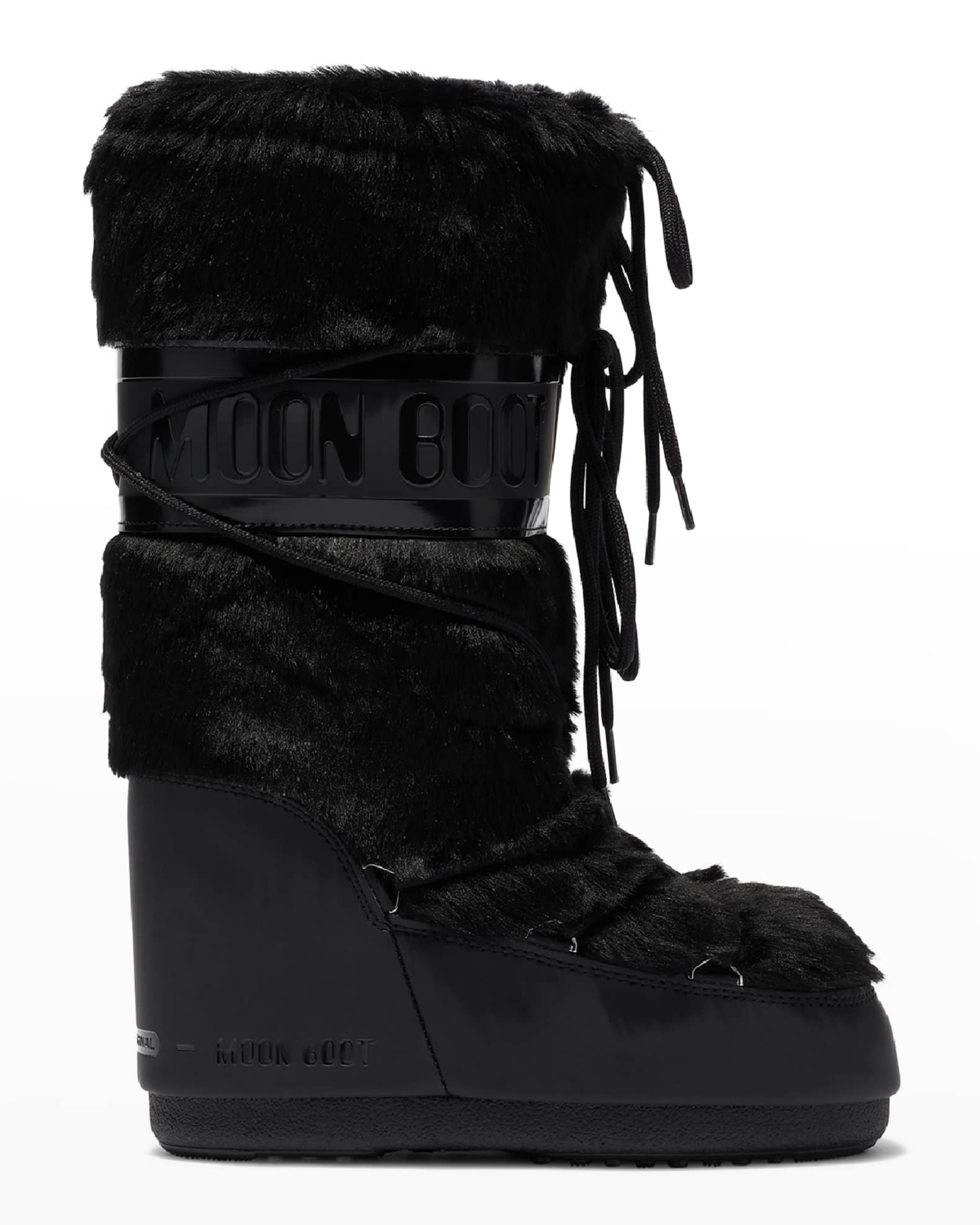 Moon Boot Classic Faux Fur Lace-Up Snow Boots | Neiman Marcus