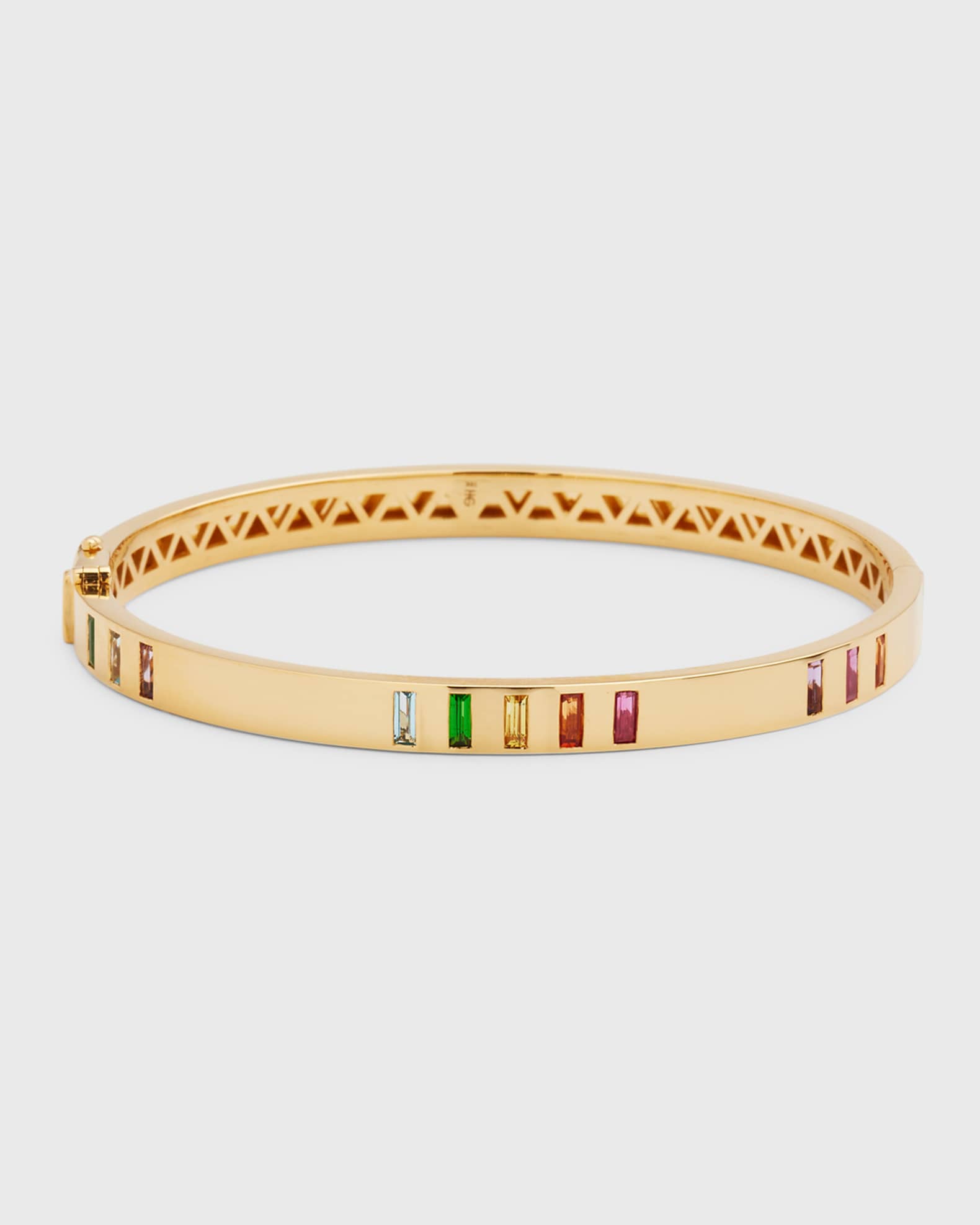 18K Baguette Sapphire Bangle Bracelet 0